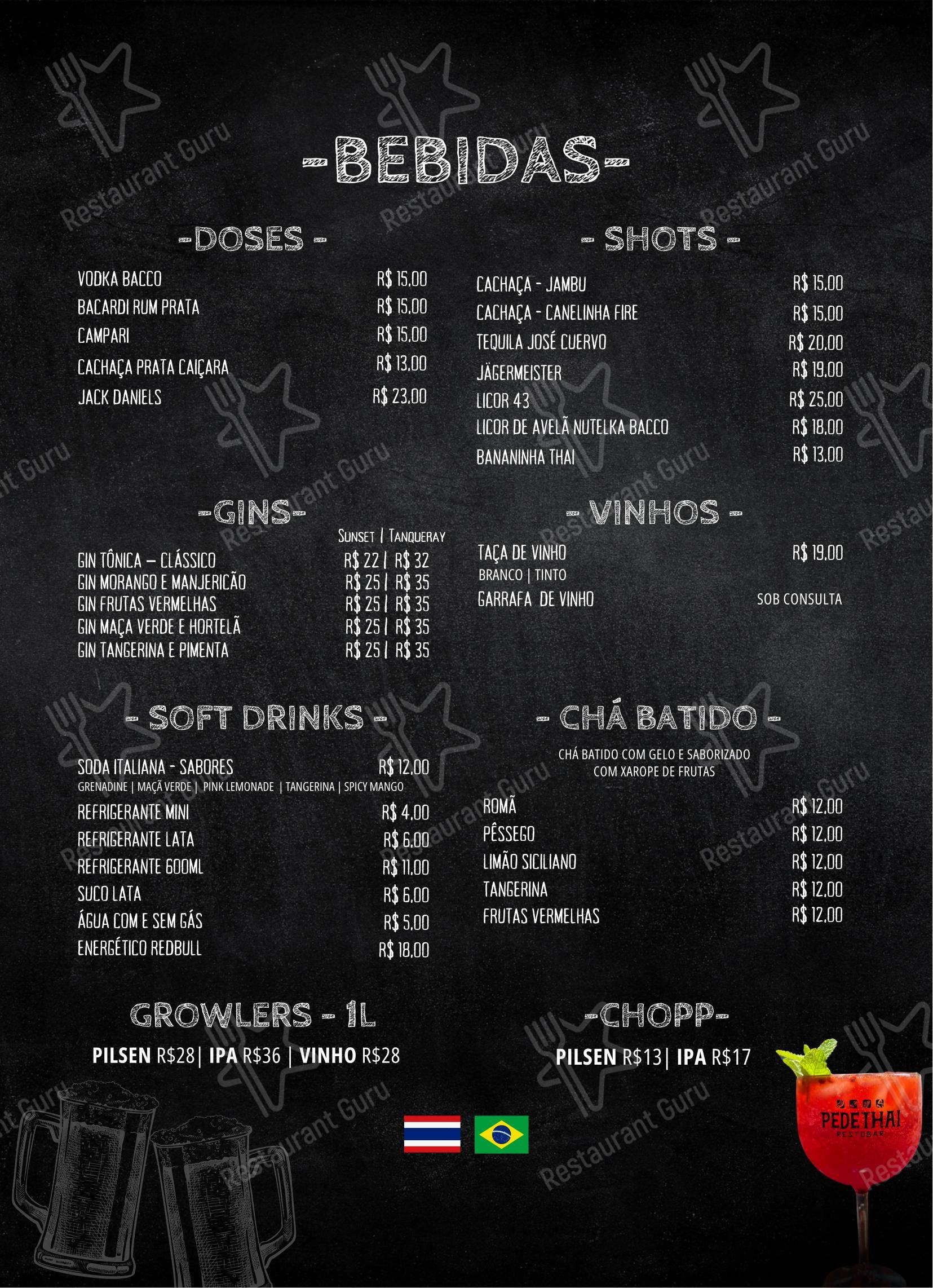 Pede Thai Restobar em Curitiba - Menu