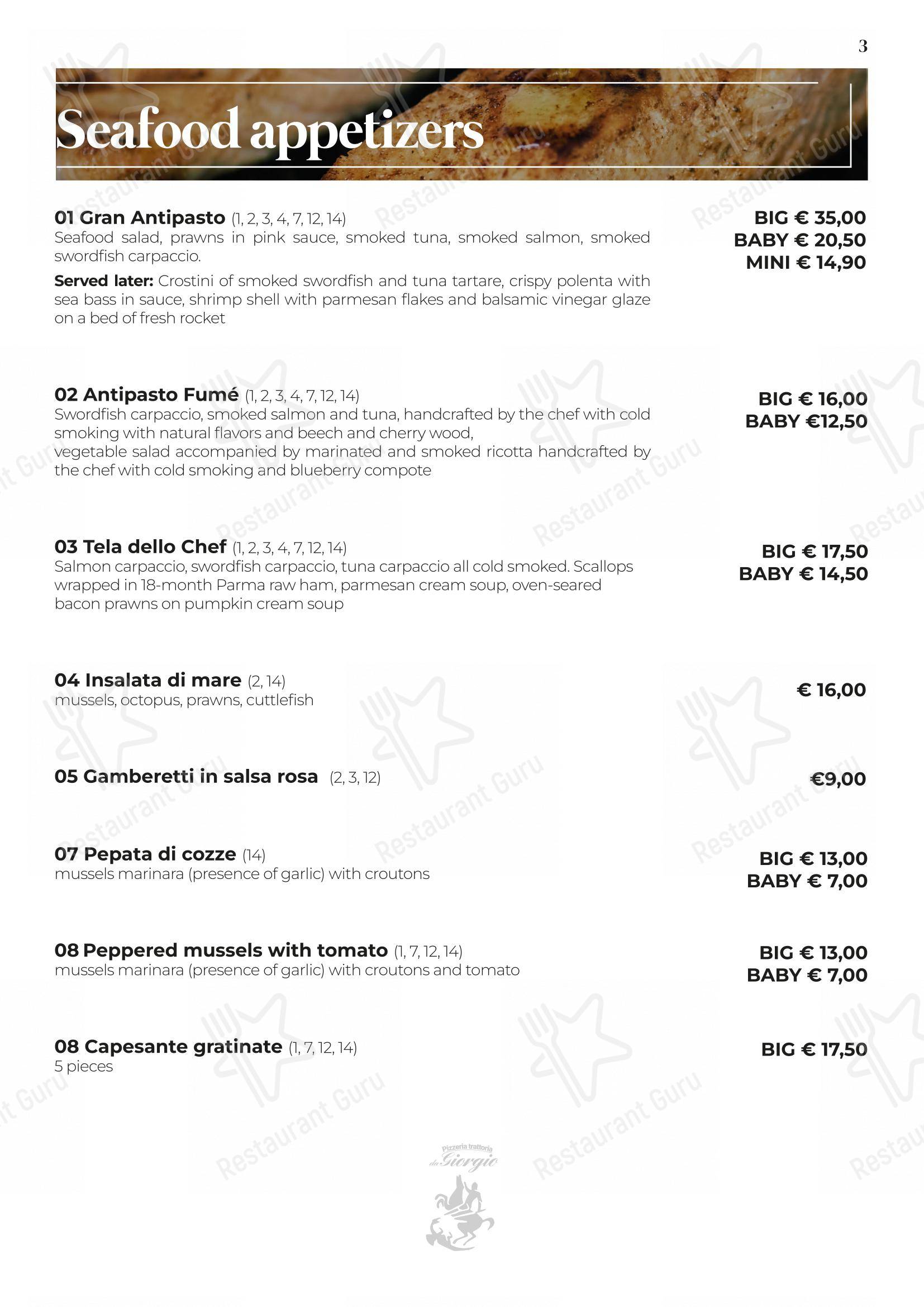 Menu bar per Pizzeria Trattoria da Giorgio in Roverbella