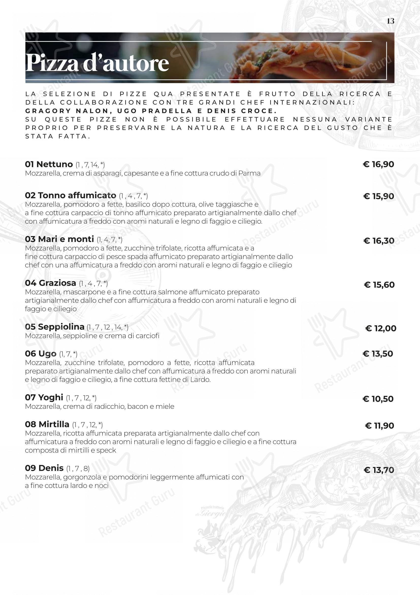Menu per Pizzeria Trattoria da Giorgio in Roverbella