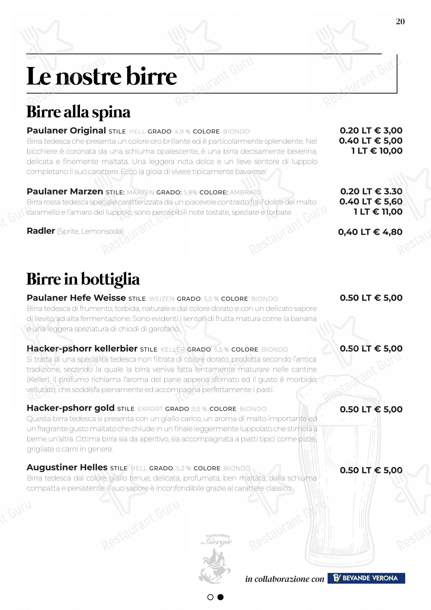 Pizzeria Trattoria da Giorgio in Roverbella - Menu