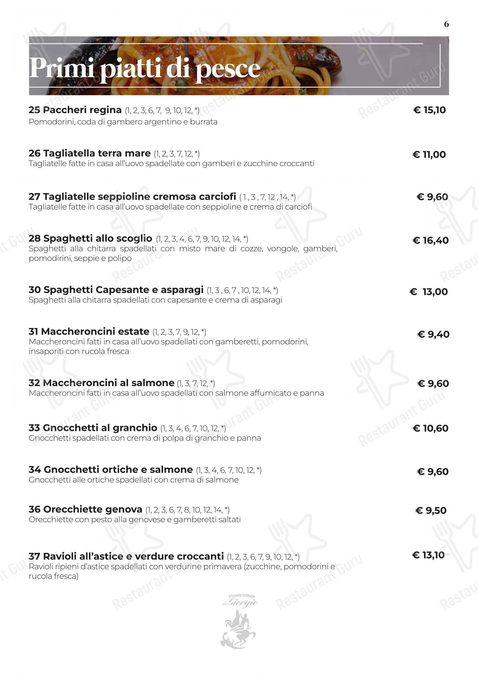 Menu per Pizzeria Trattoria da Giorgio in Roverbella