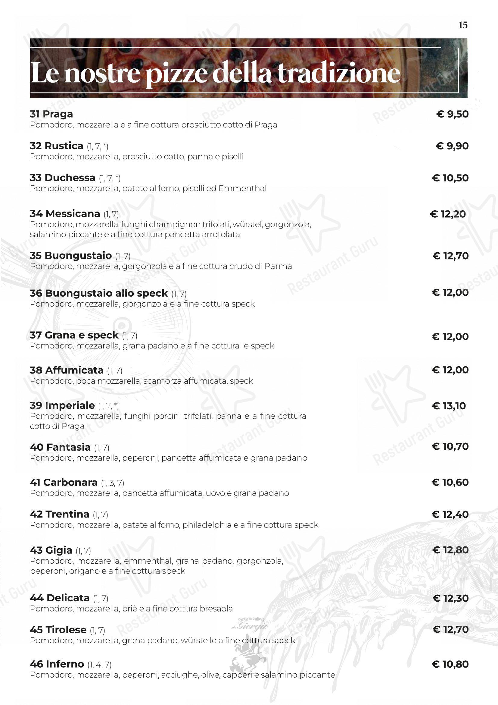Menu di Pizzeria Trattoria da Giorgio - Menu