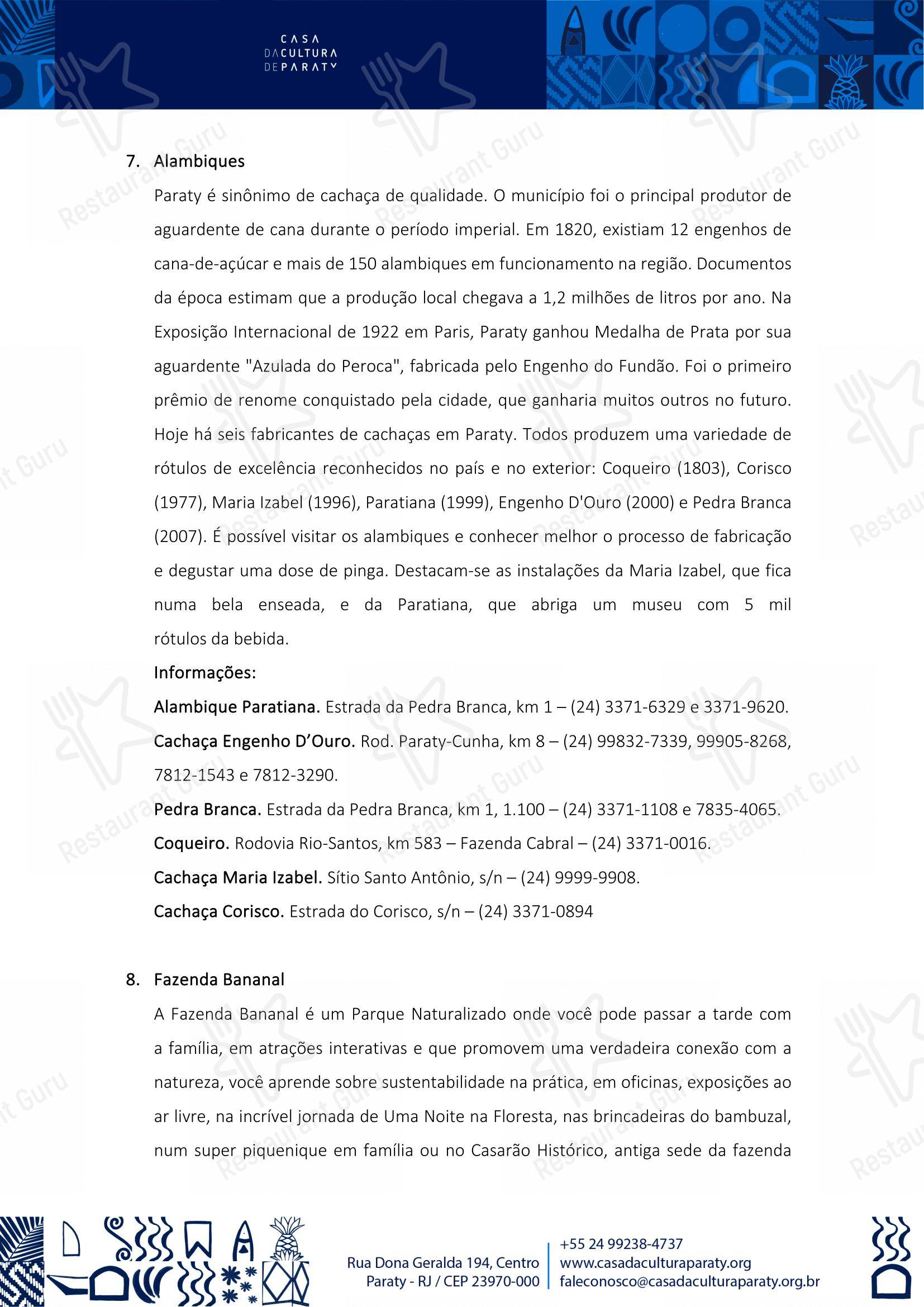 Quintal das Letras menu - 菜单