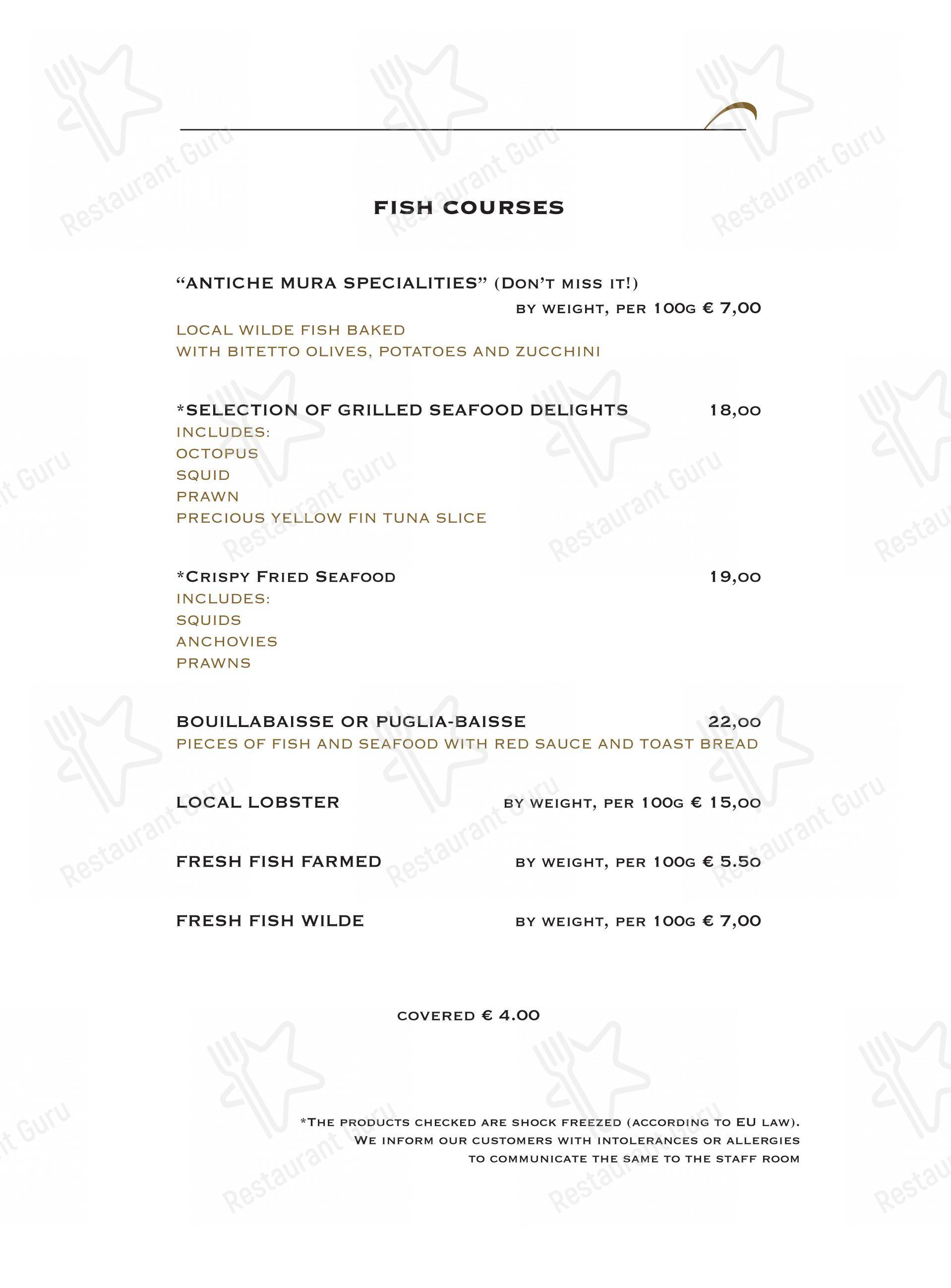 Ristorante Antiche Mura in Polignano A Mare - Основное меню