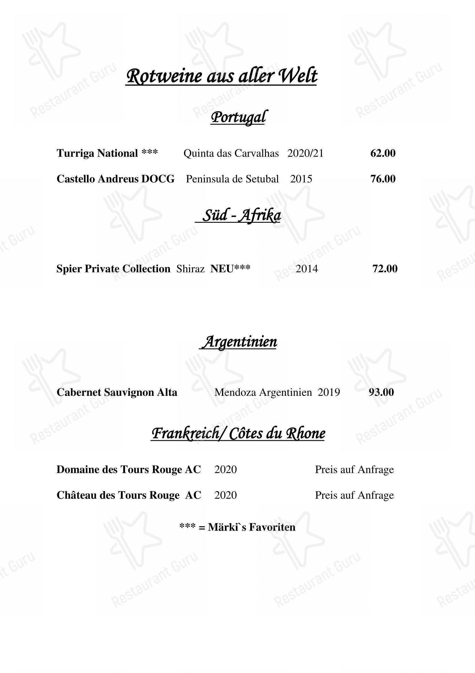 Основное меню per Restaurant Avena ristorante