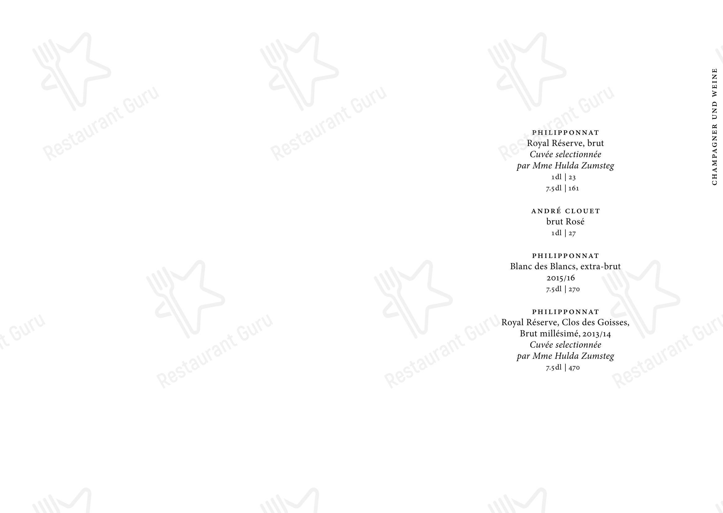 Menu di Restaurant Kronenhalle - Menu