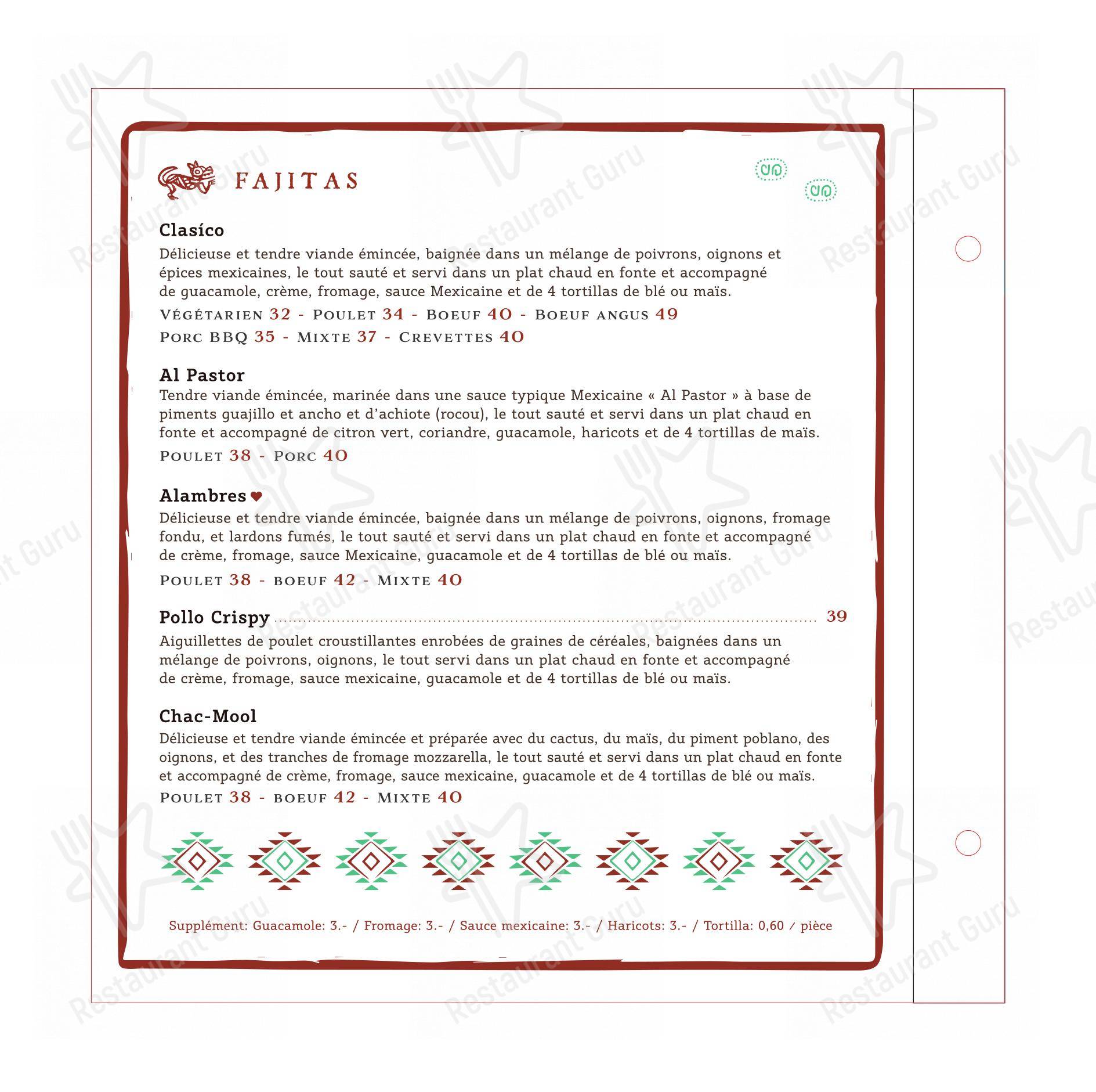 Menu bar per Restaurant Le Chat Rouge in Ginevra