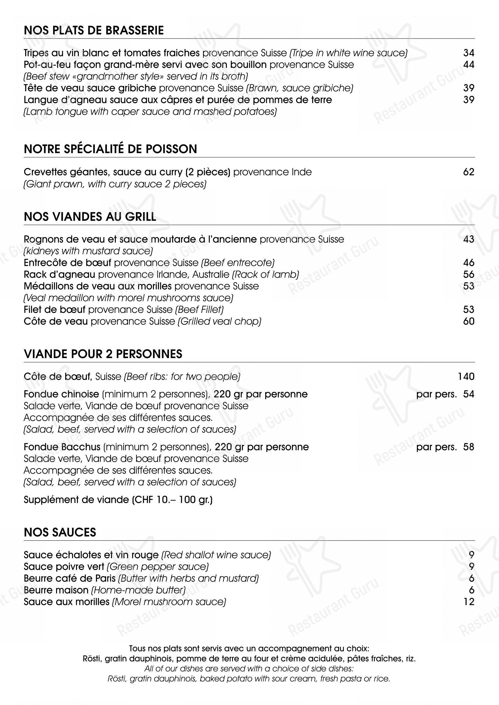 Menu di Restaurant Les Moulins - Menu bar