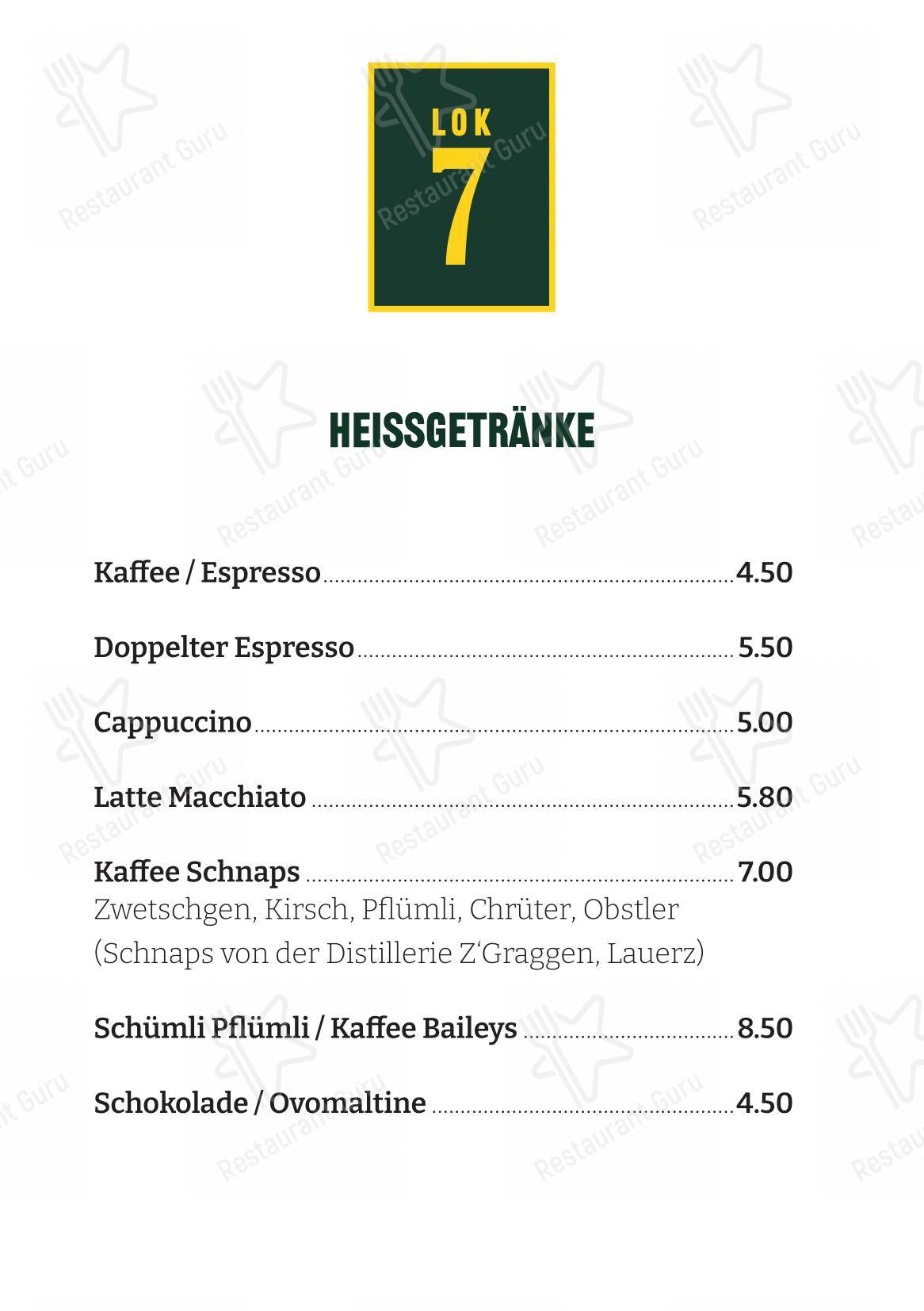 Menu bar per Restaurant Lok 7 in Arth