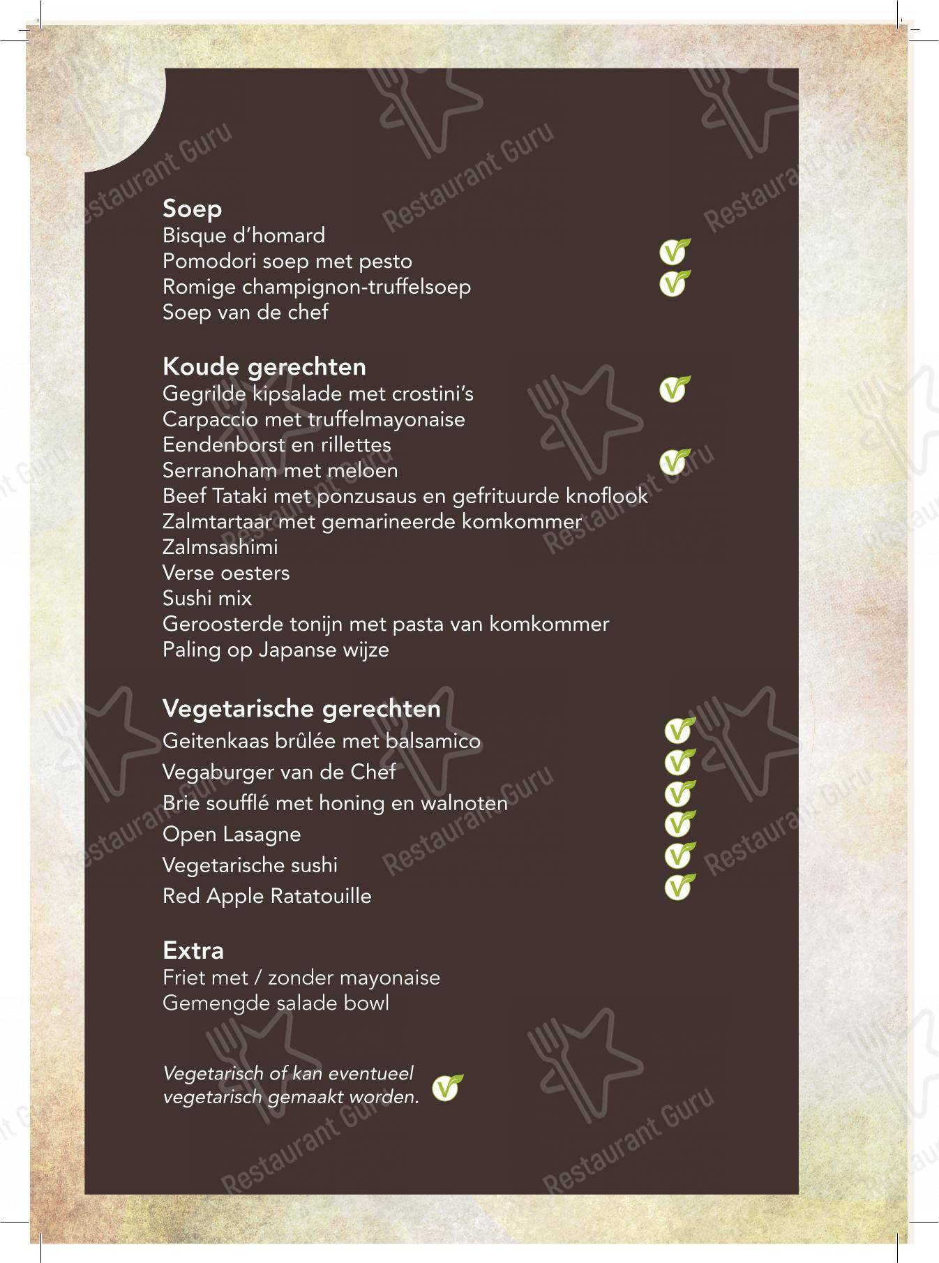 Menu pour Restaurant Red Apple restaurant