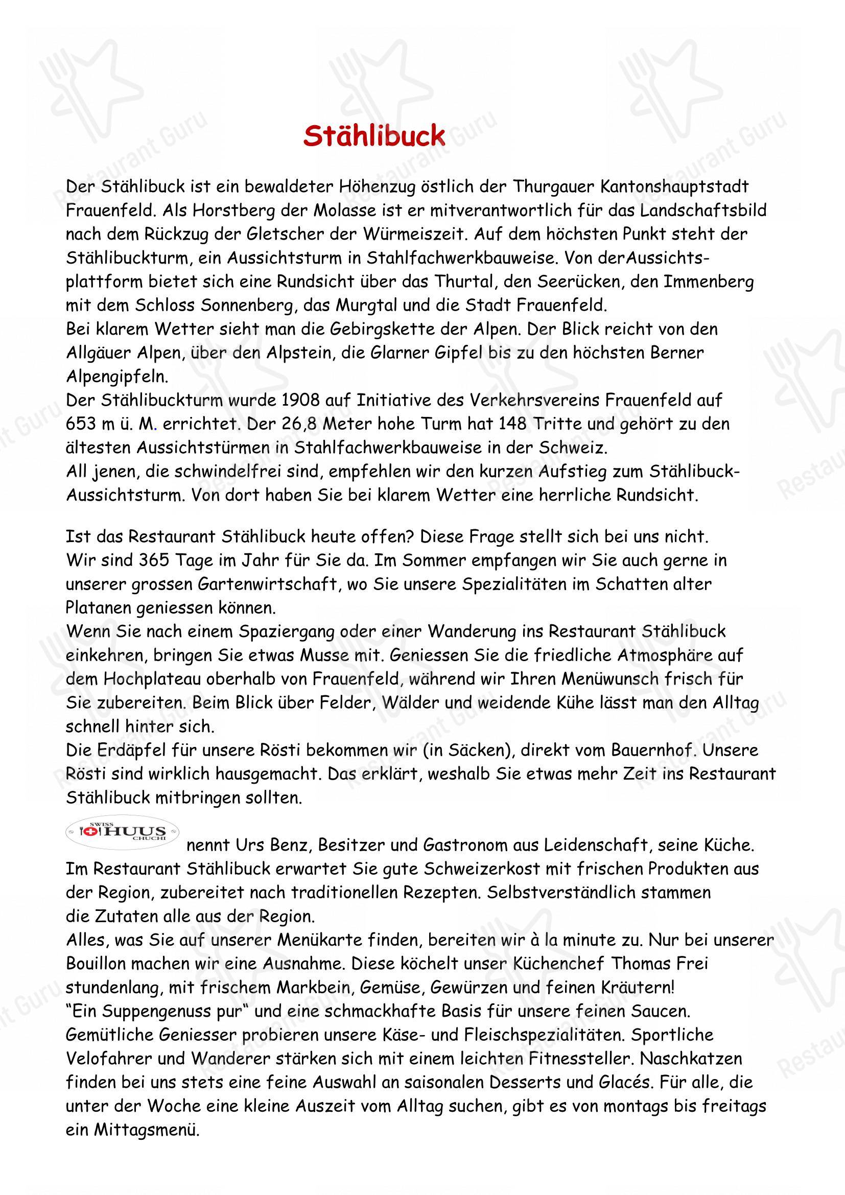 Restaurant Stählibuck in Frauenfeld - Menu bar