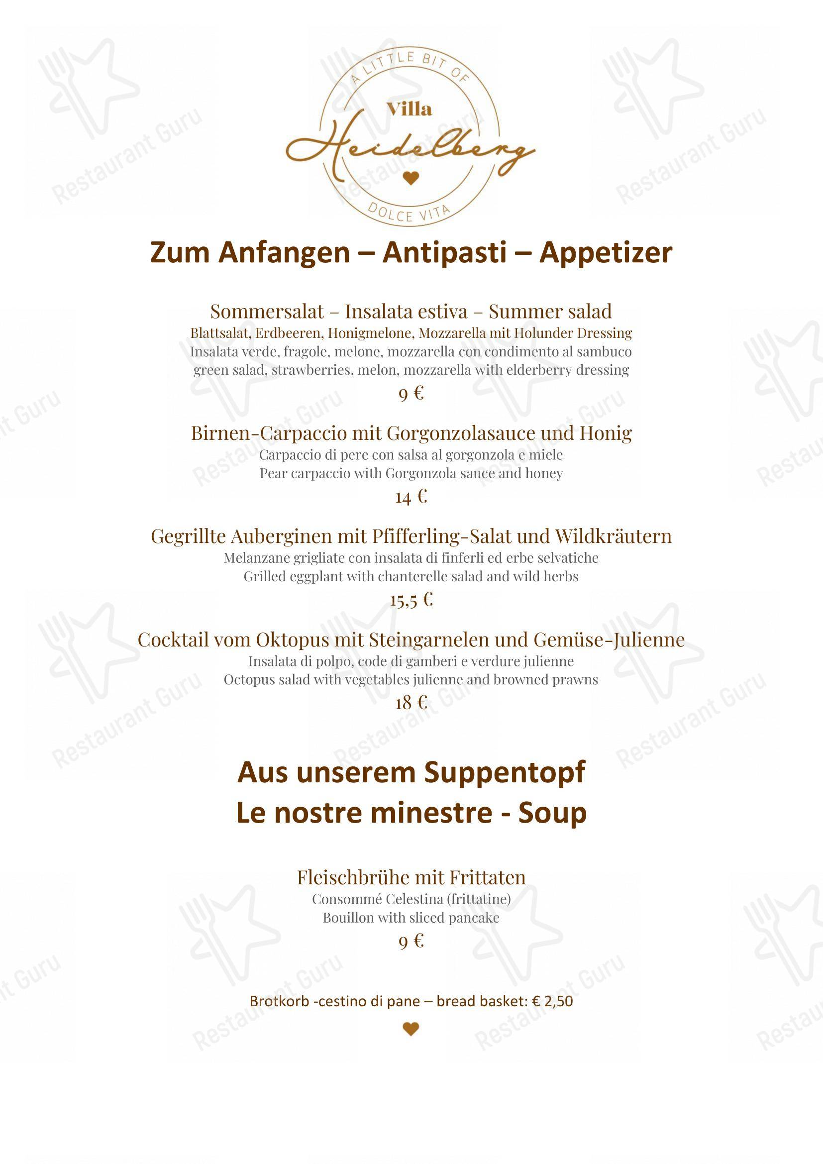 Menu di Ristorante Heidelberg - Menu