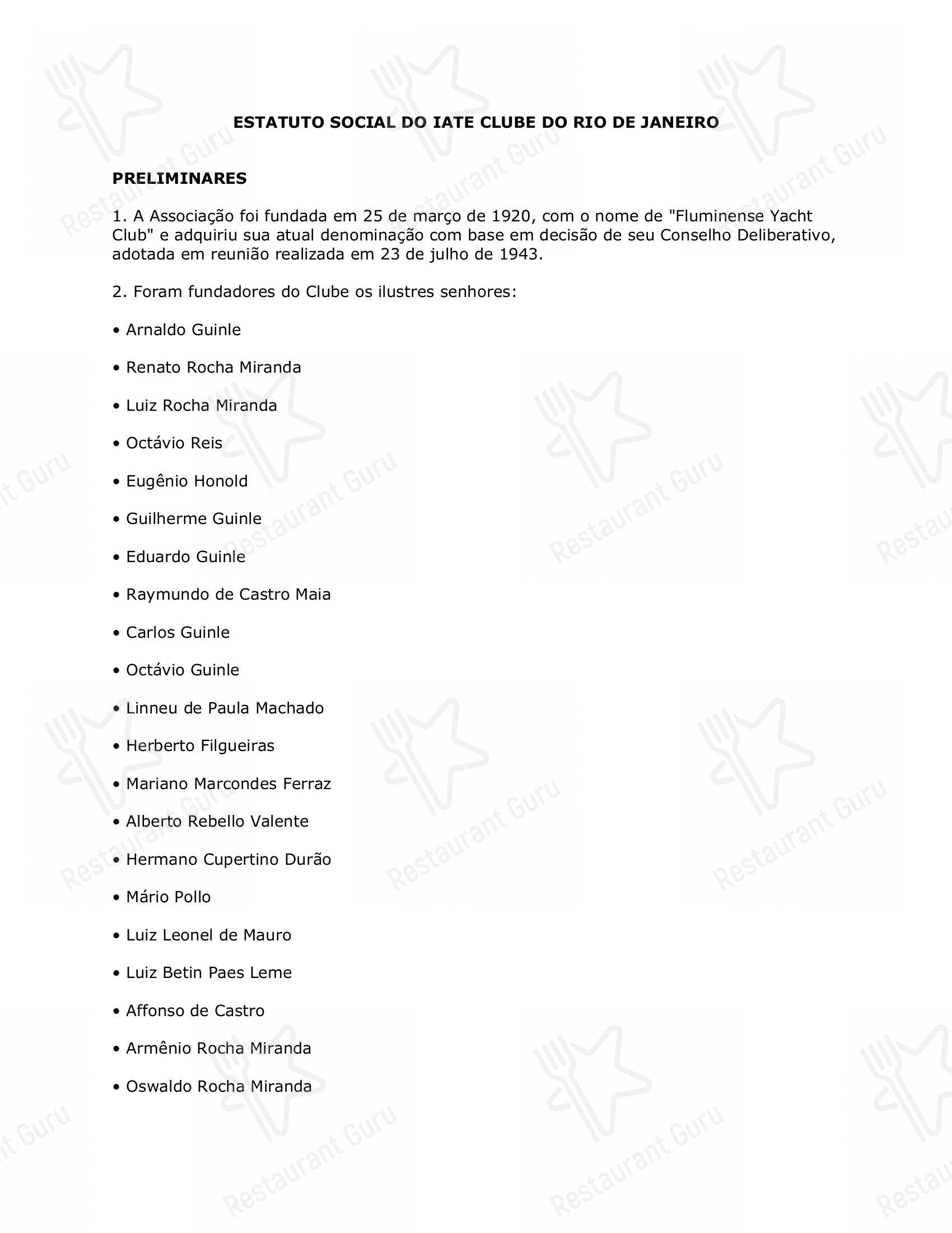 Restaurante Convés em Rio de Janeiro - 菜单