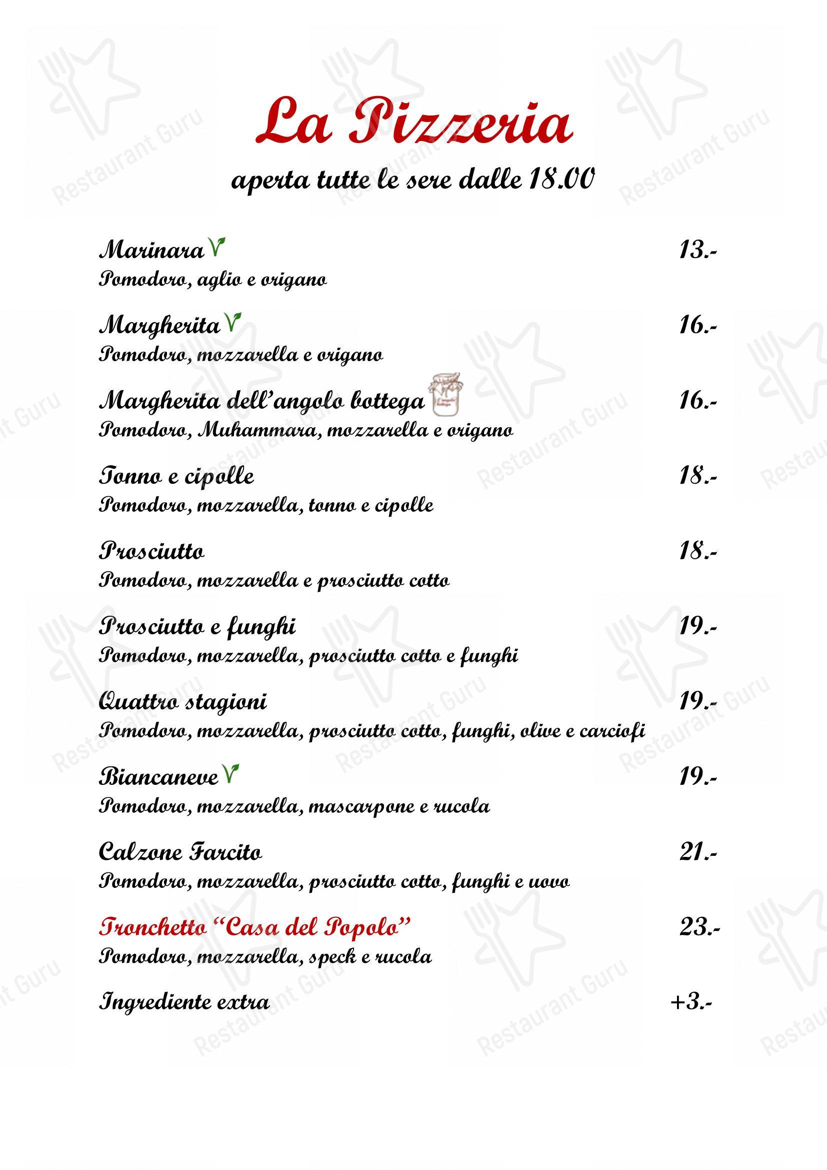 Menu per Ristorante Casa del Popolo ristorante