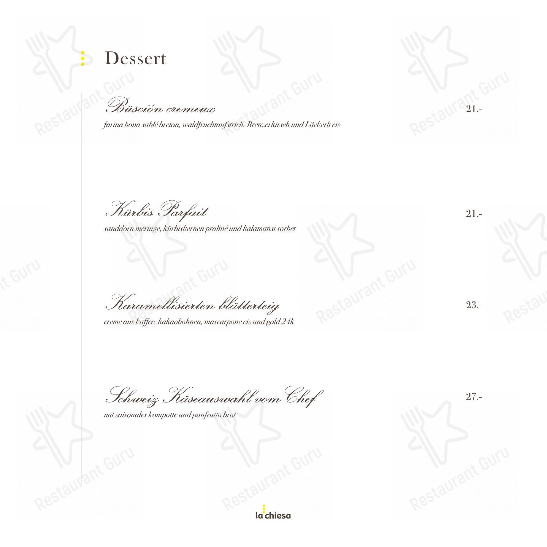 Menu di Ristorante La Chiesa - Menu