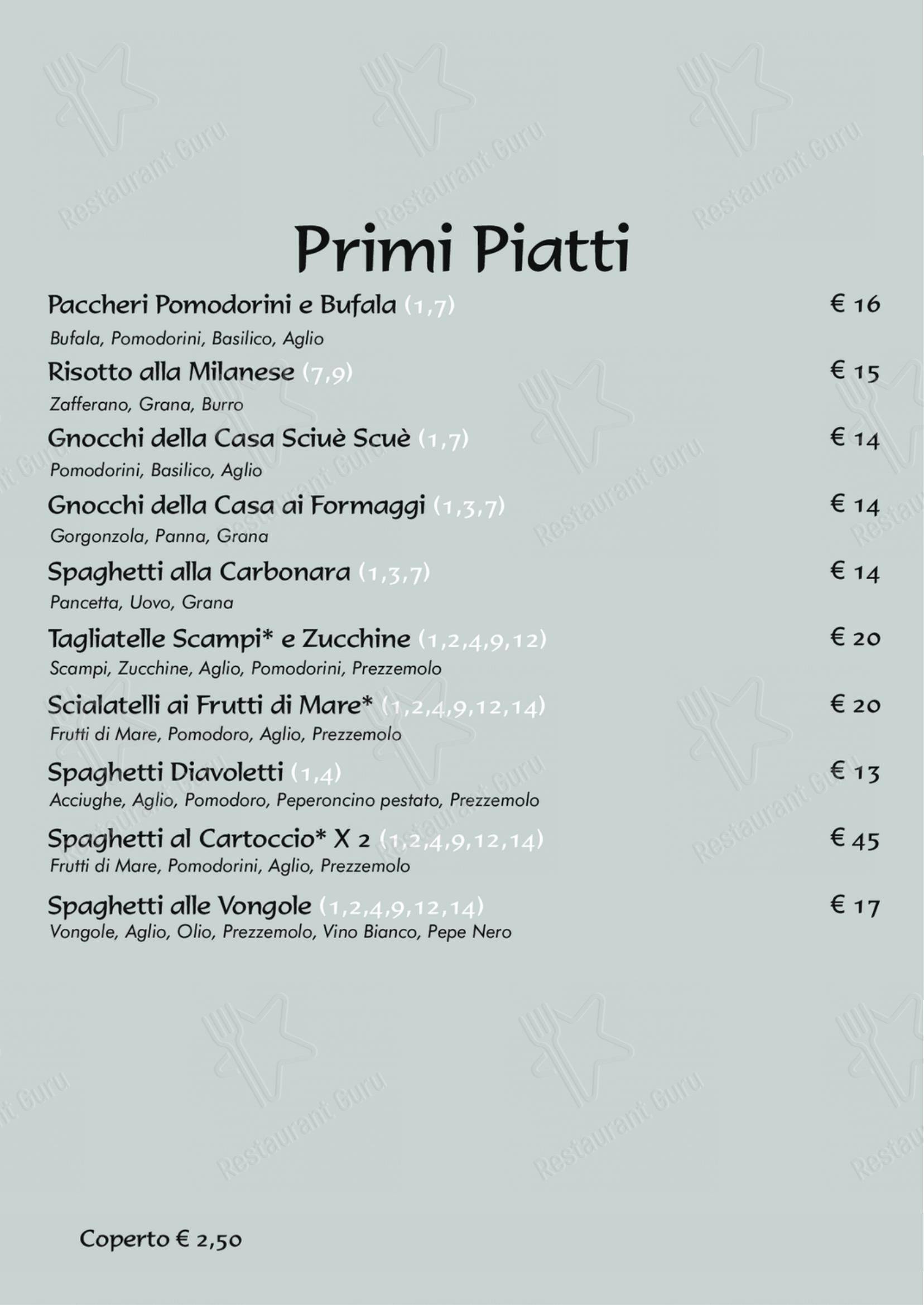 Menu bar per Ristorante Pizzeria La Ragazza in Milano