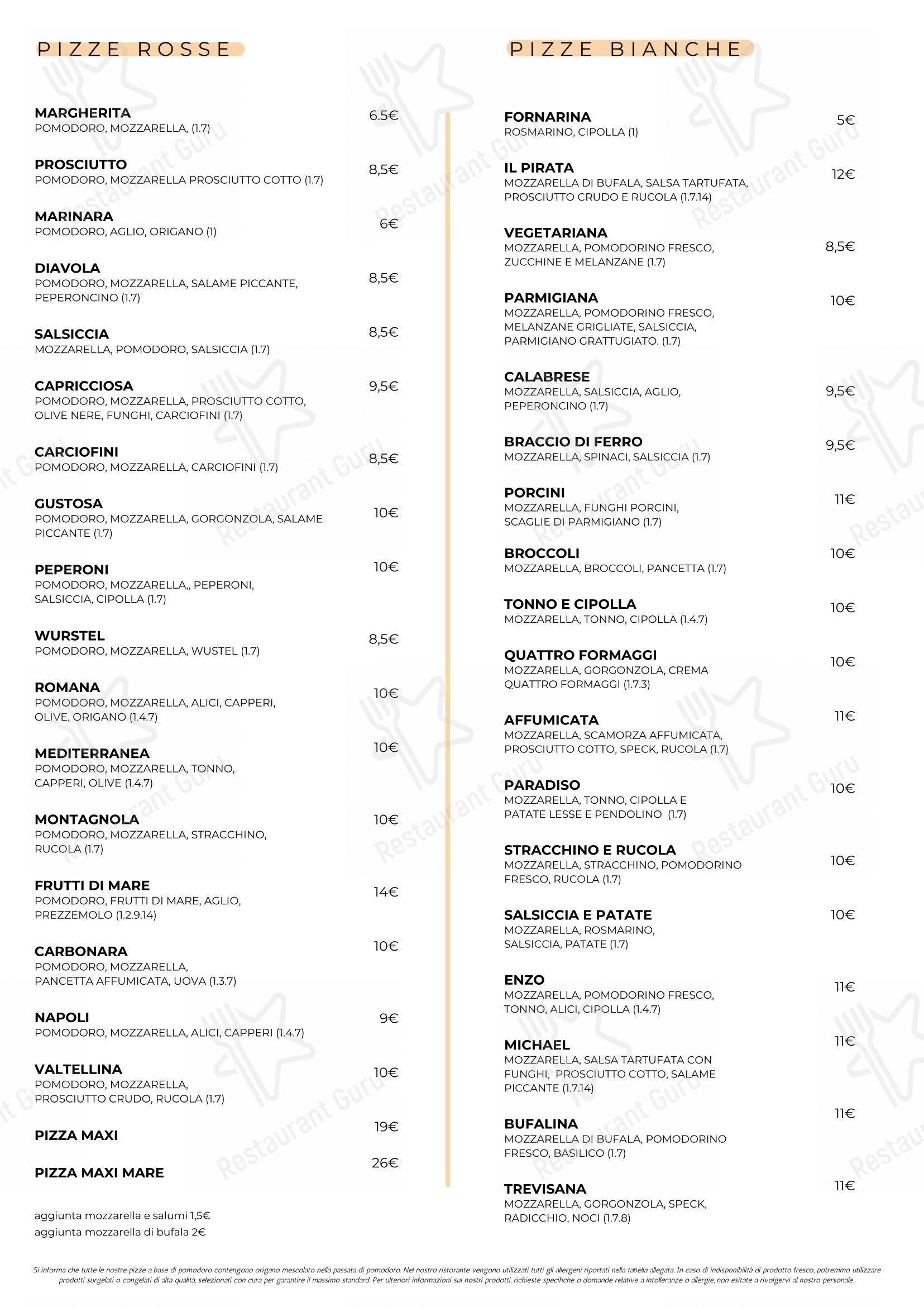 Ristorante Pizzeria Paradiso in Falconara Marittima - Menu bar