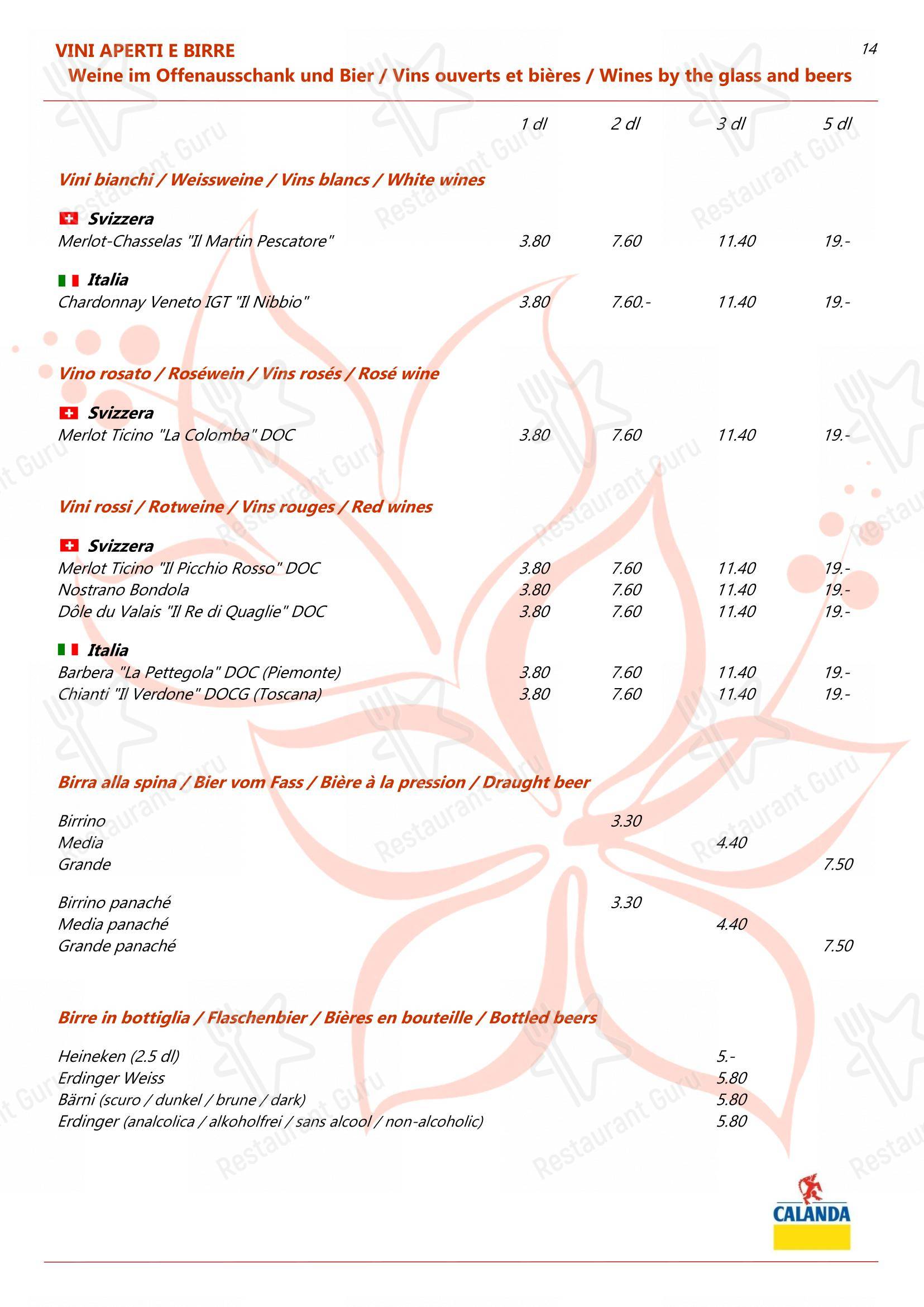 Menu di Ristorante dell'Angelo - Коктейльная карта
