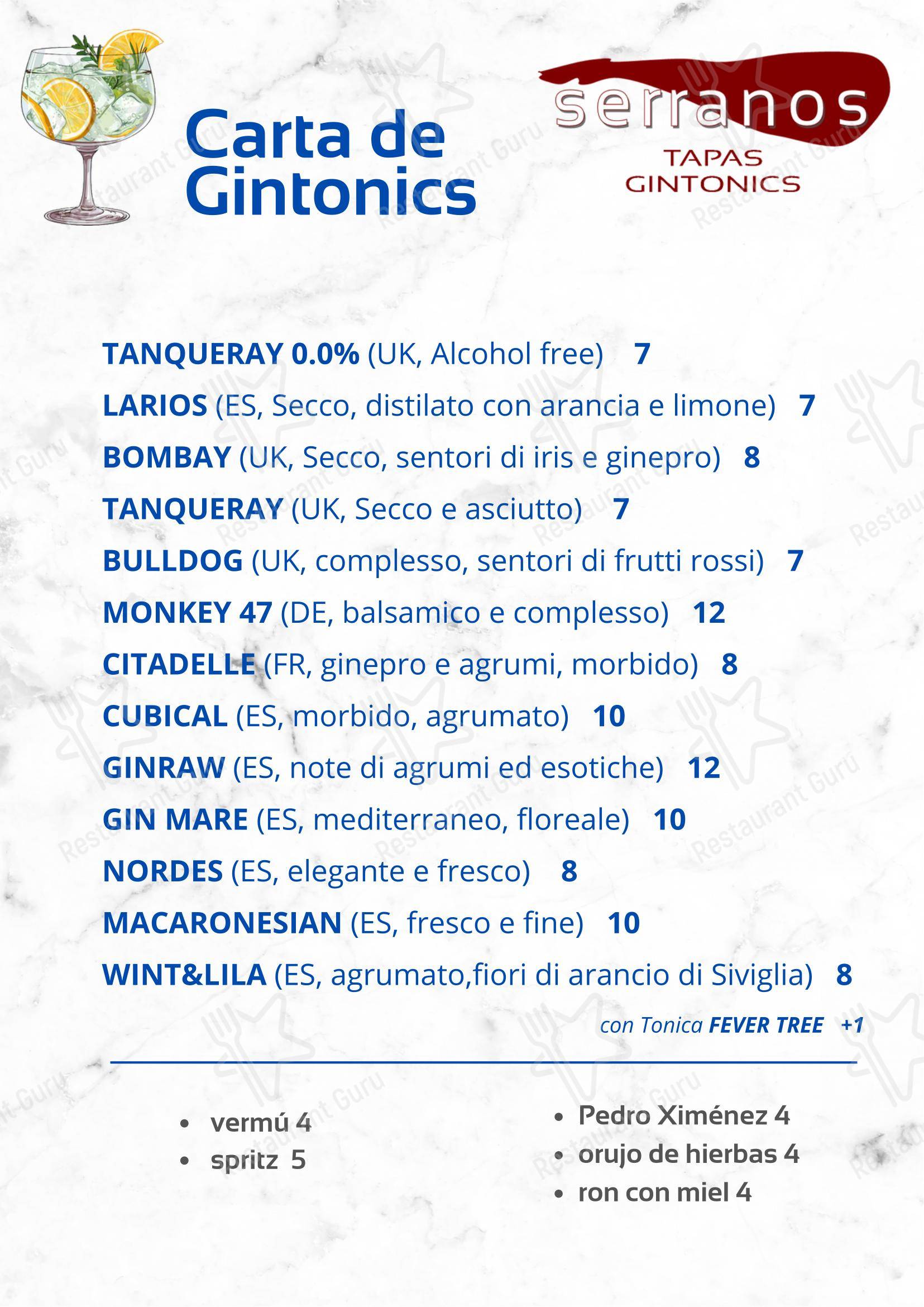 Menu di SERRANOS - 菜单