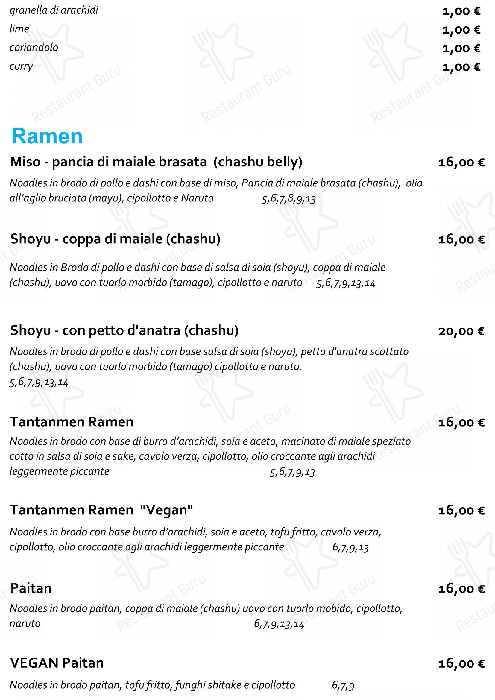 Staj Noodle Bar Chiaia in Napoli - Основное меню