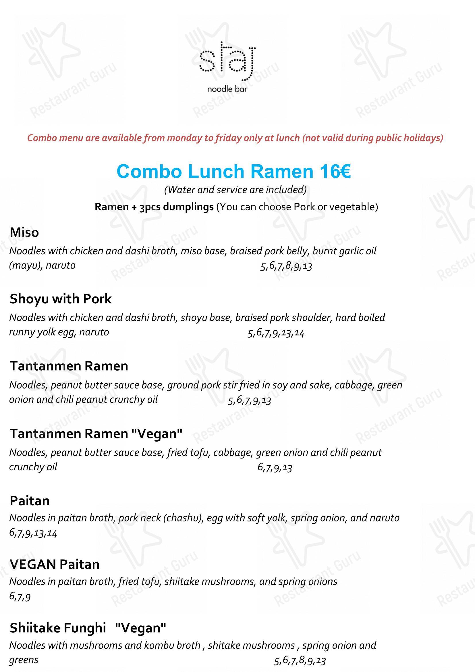 Menu di Staj Noodle Bar Chiaia - Lunch Menu