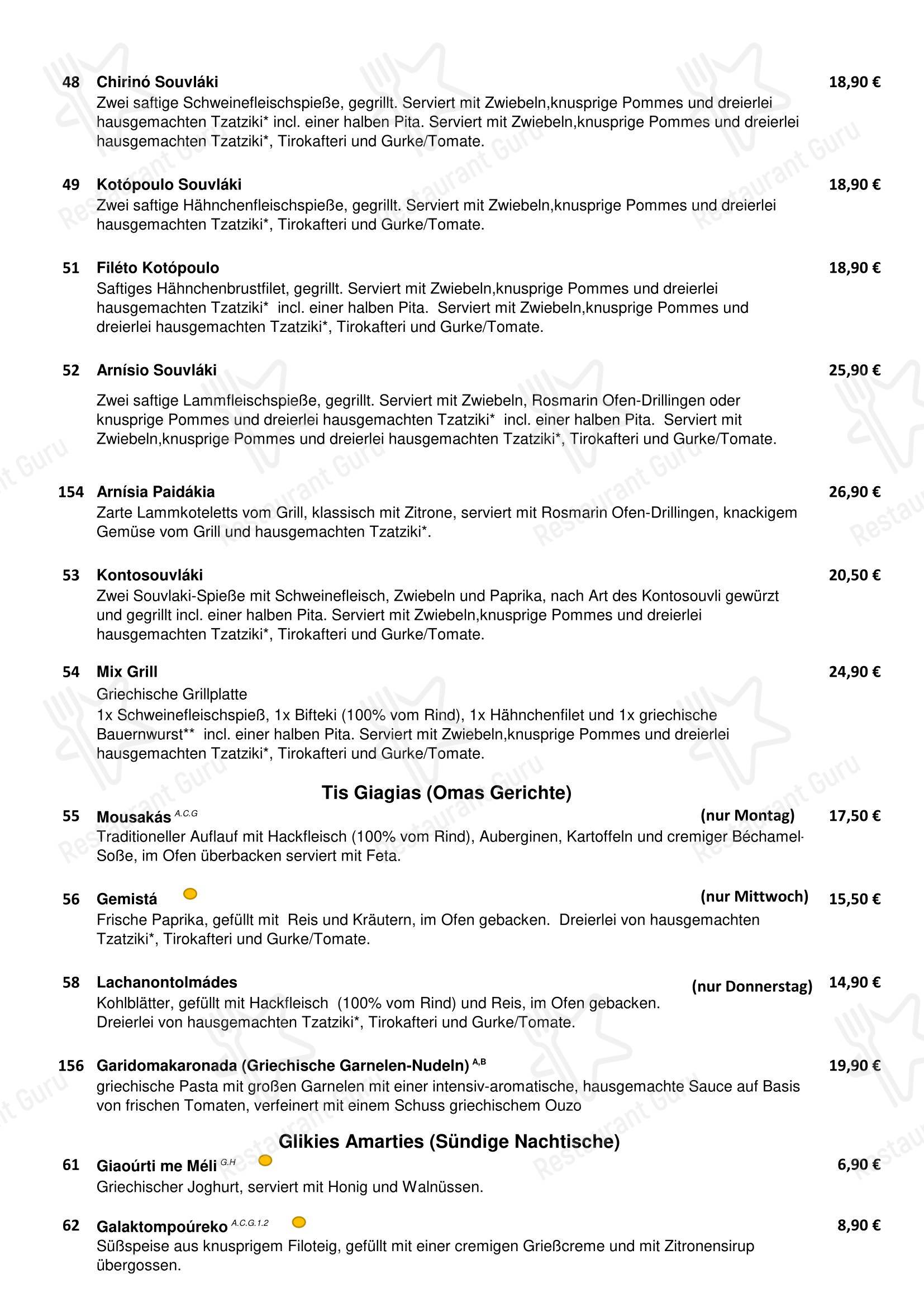 Menu bar pour Stiftskeller restaurant