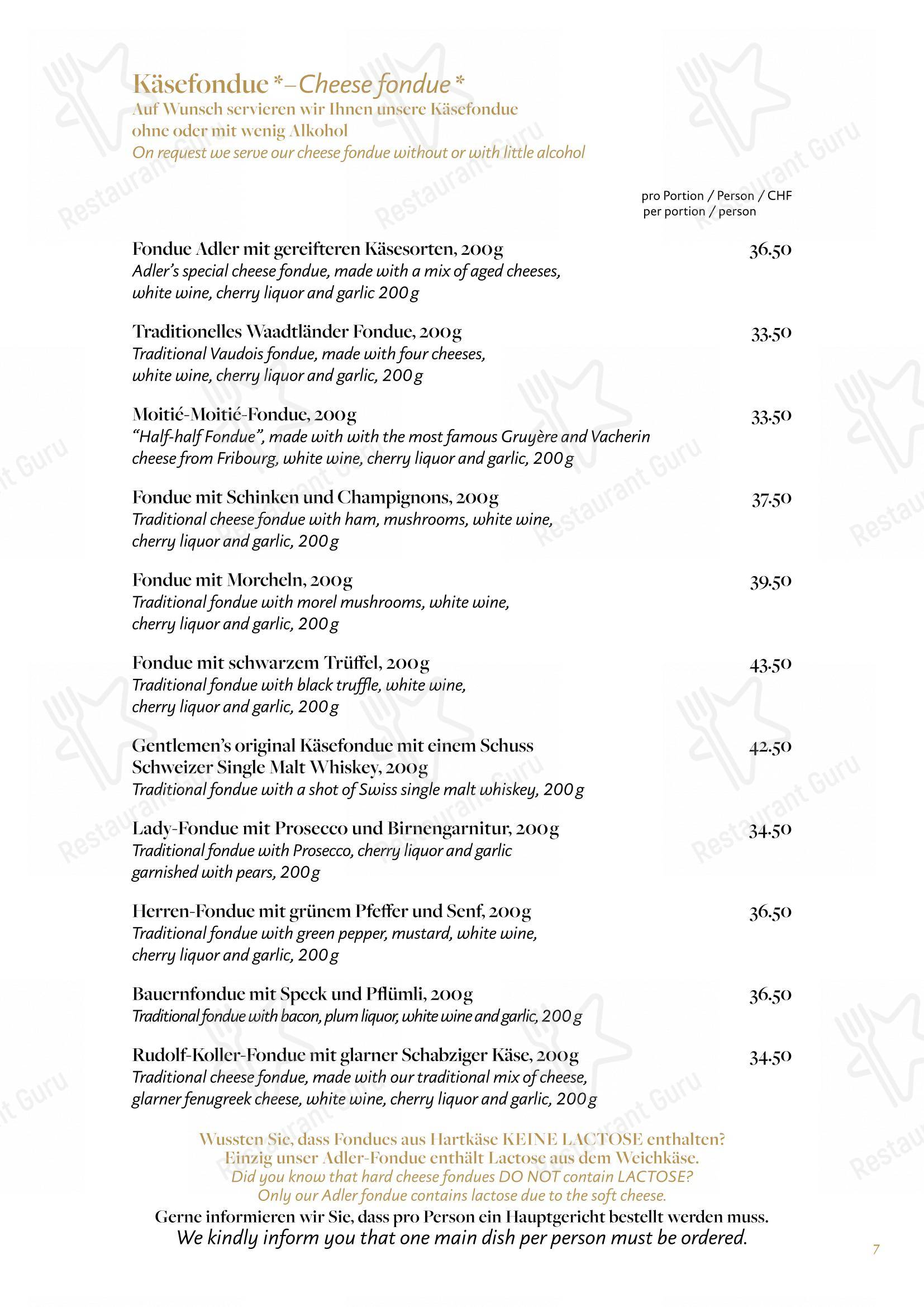 Ночное меню per Swiss Chuchi Restaurant in Zurigo