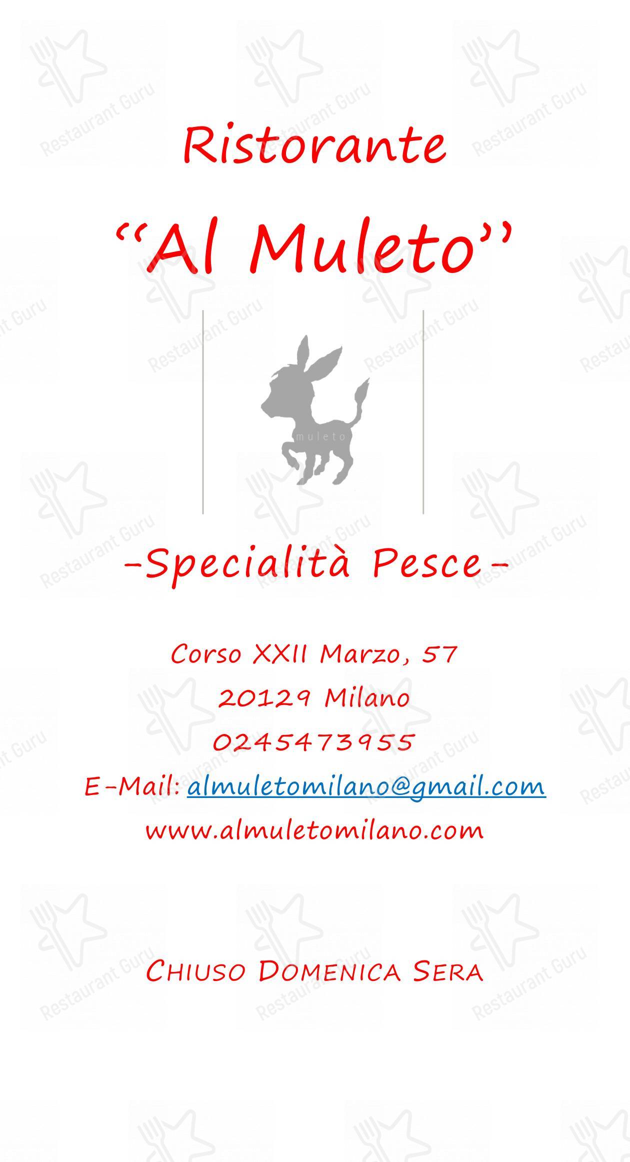 Trattoria Al Muleto in Milano - Menu