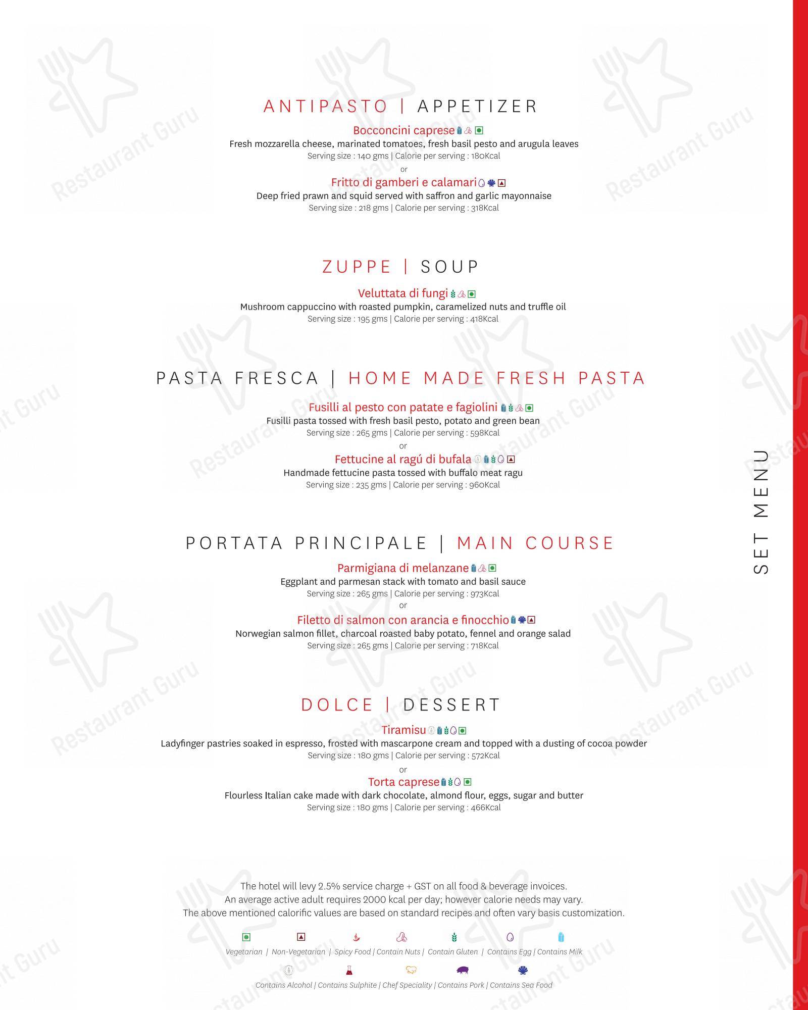 Menu for the Zanotta - The Leela Ambience Gurugram restaurant