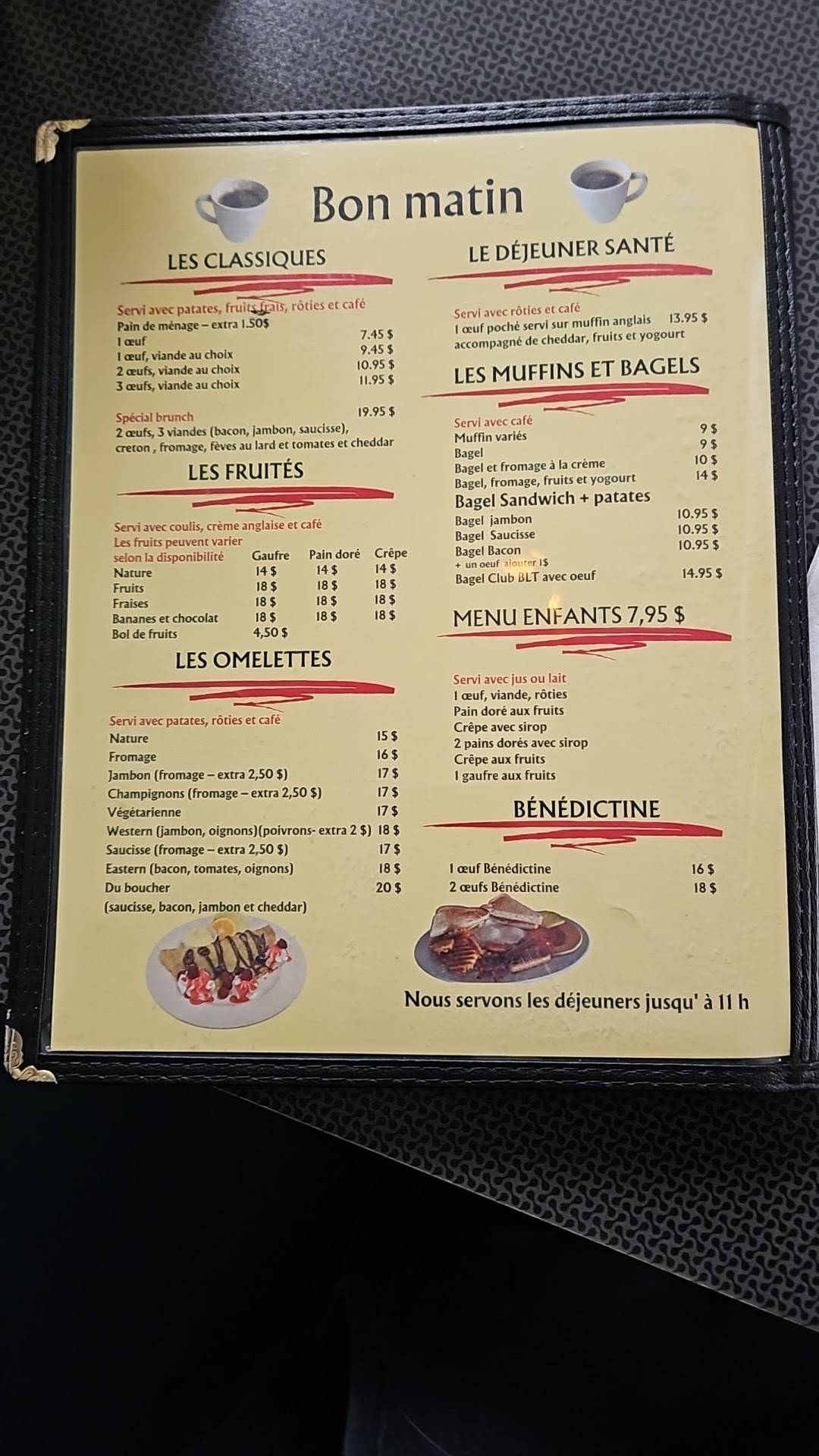 Menu de restaurant le ravitailleur