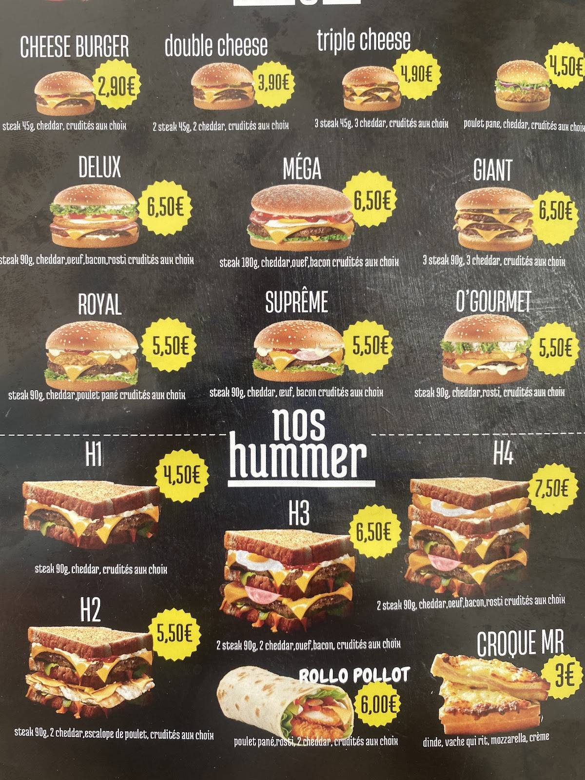Menu de O'Gourmet