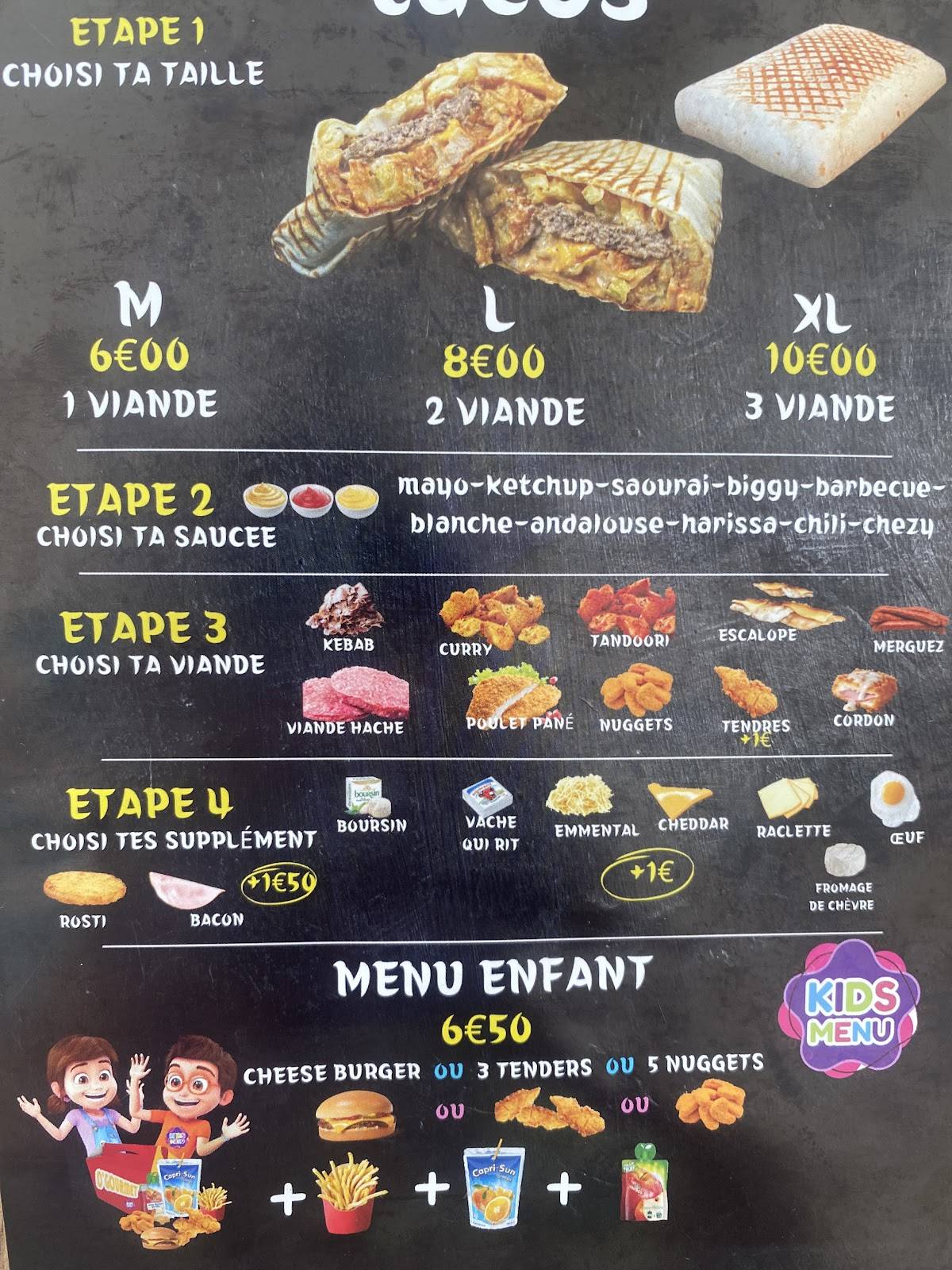 Menu de O'Gourmet