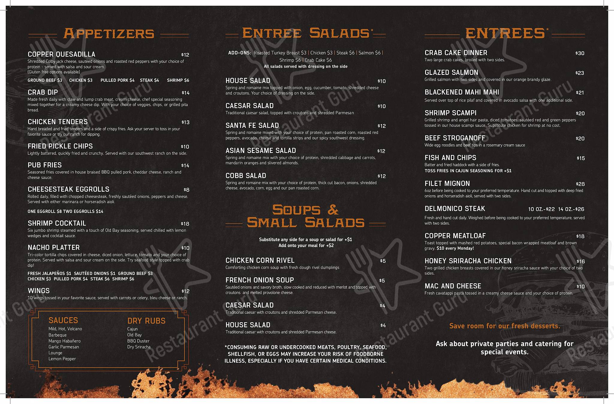 Menu at Copper Pub and Grille, Harrisburg
