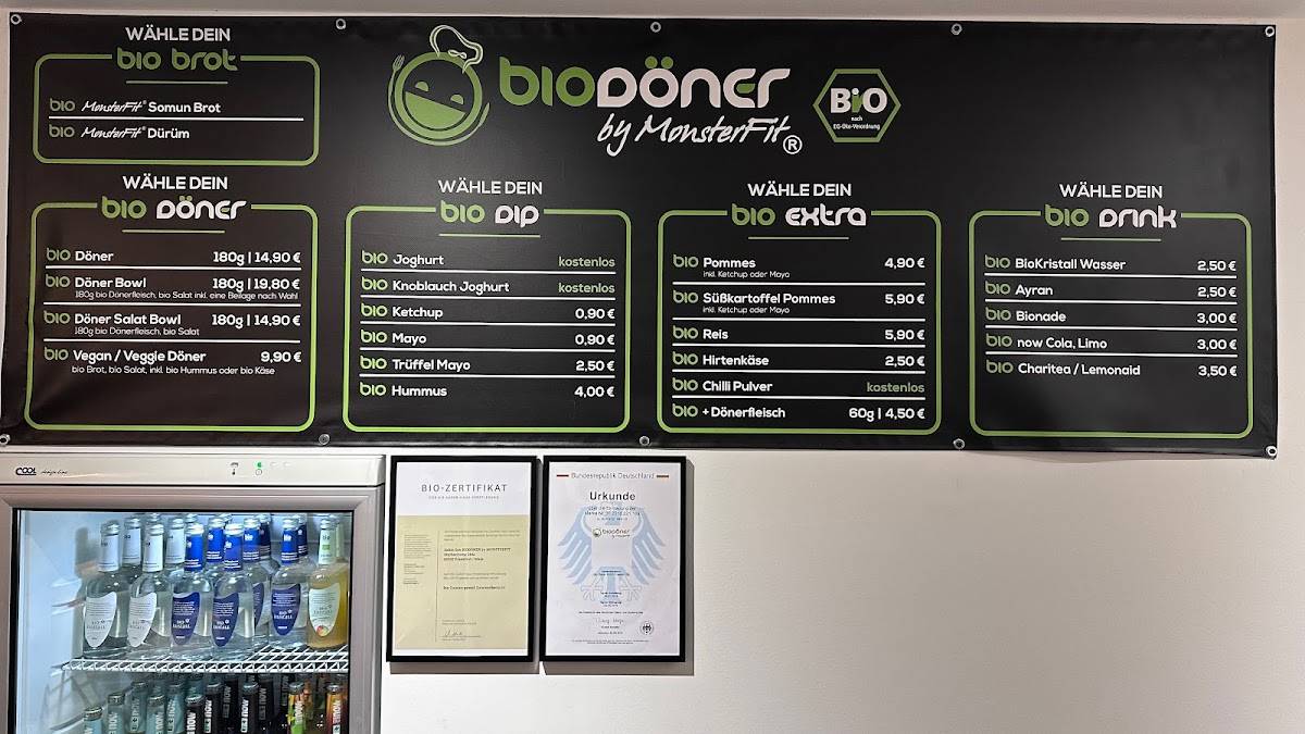 Speisekarte von BioDöner by MonsterFit restaurant, Frankfurt am Main