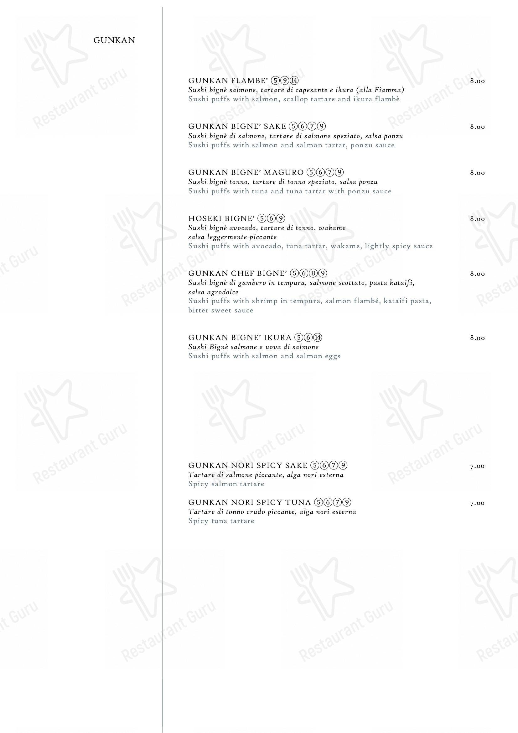 Menu per Hoseki in Firenze