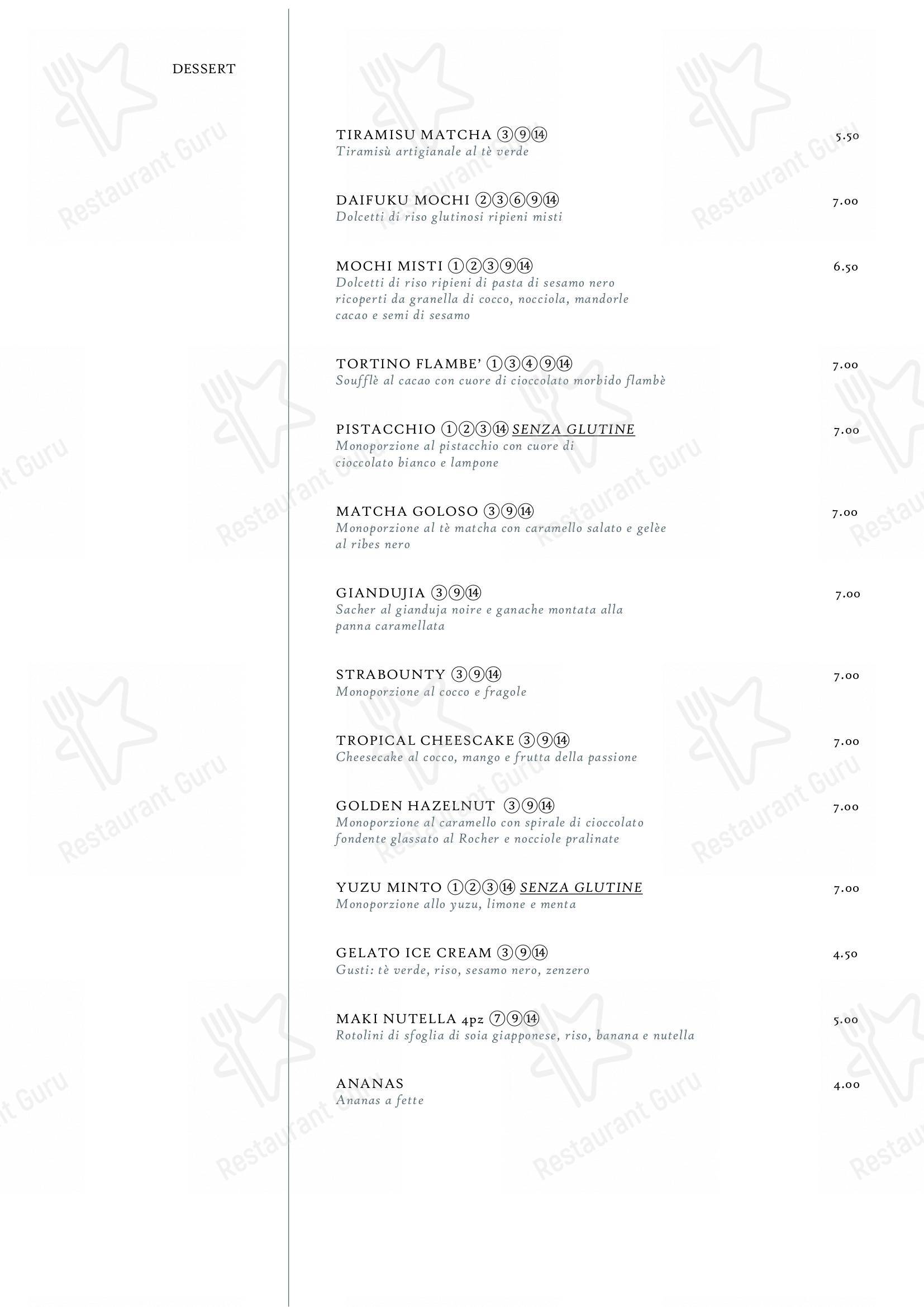 Hoseki in Firenze - Menu