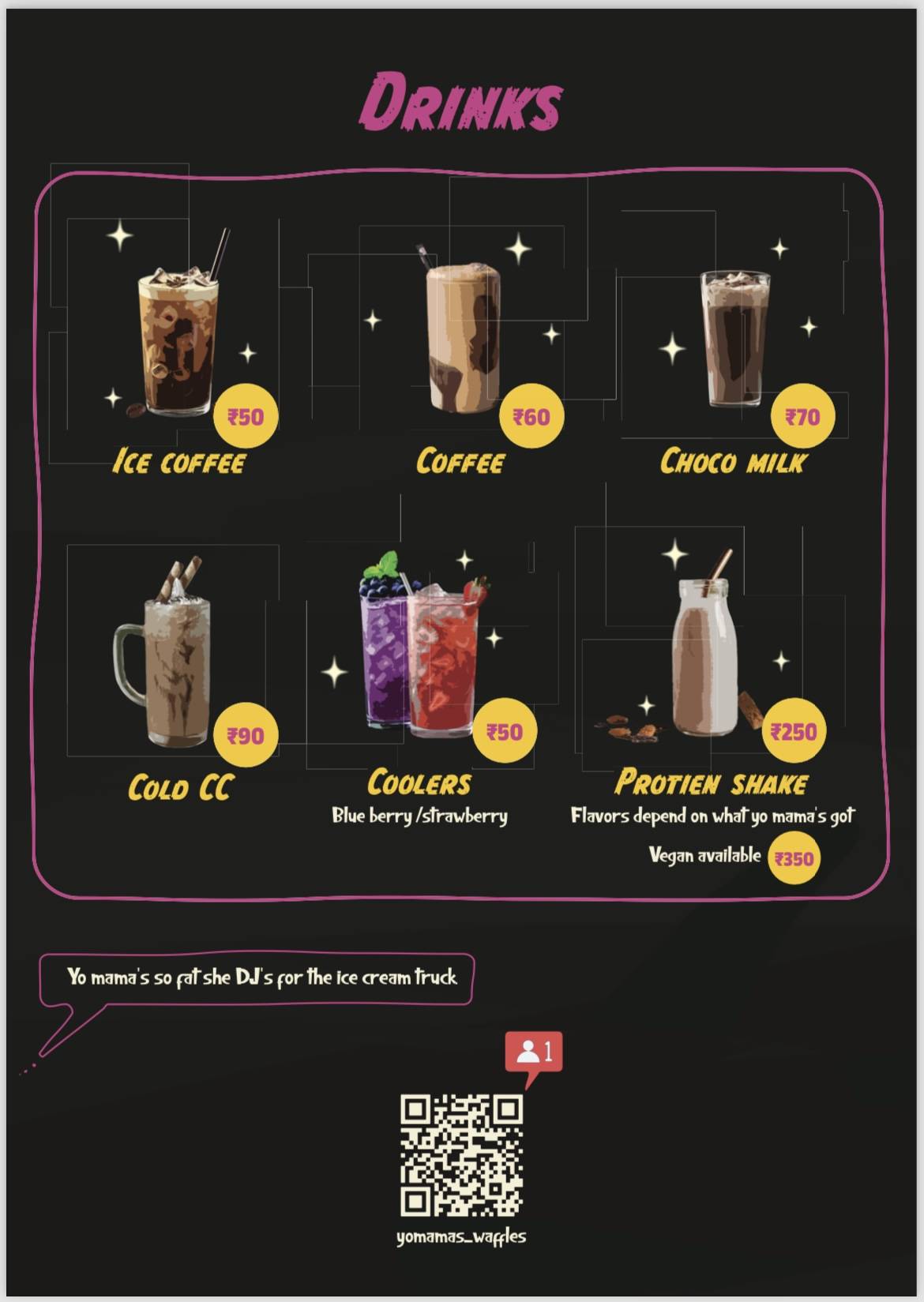 Yo Mamas Waffles menu