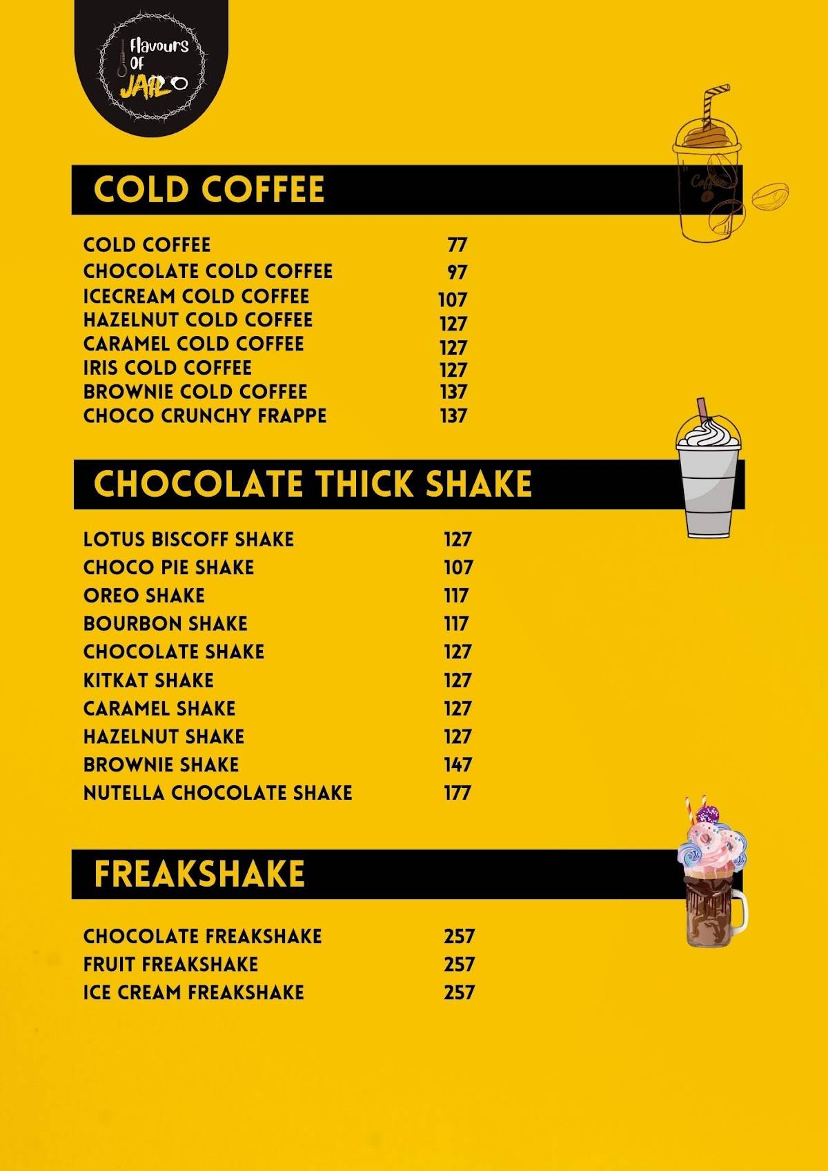 Flavours Of JAIL, Rewa menu