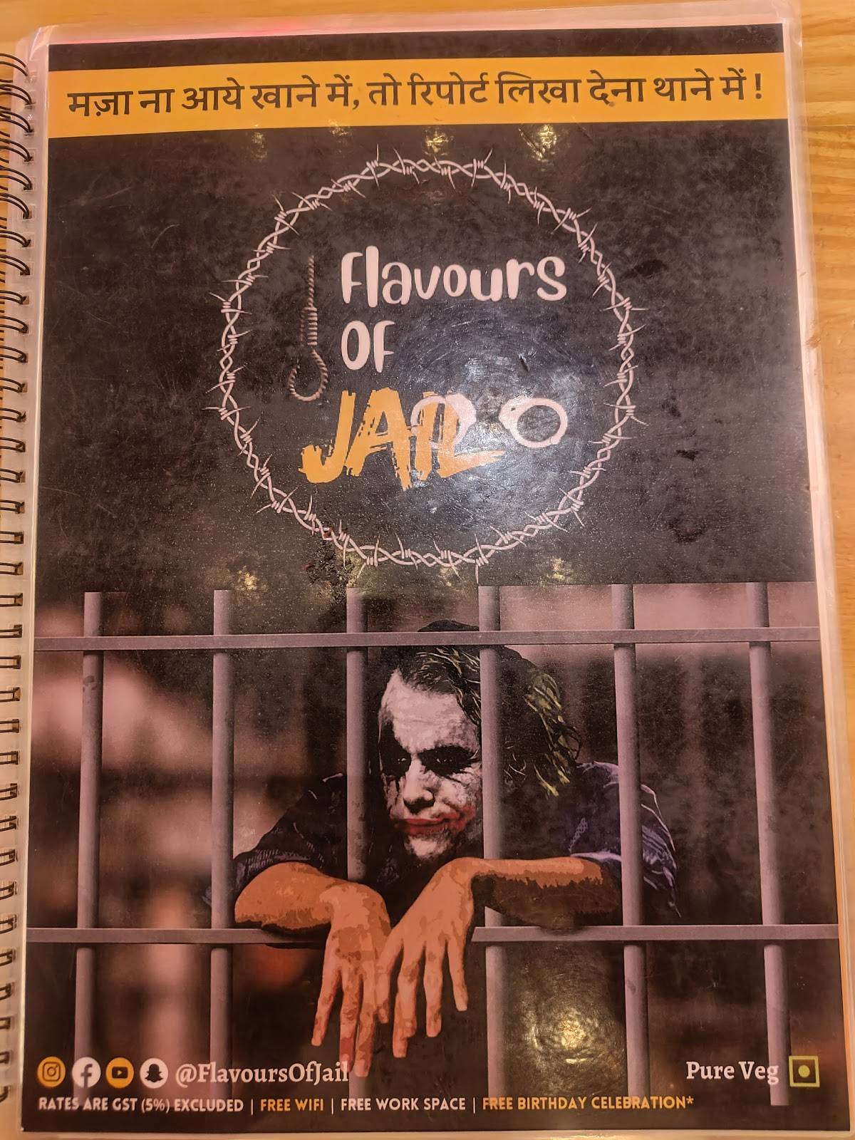 Flavours Of JAIL, Rewa menu