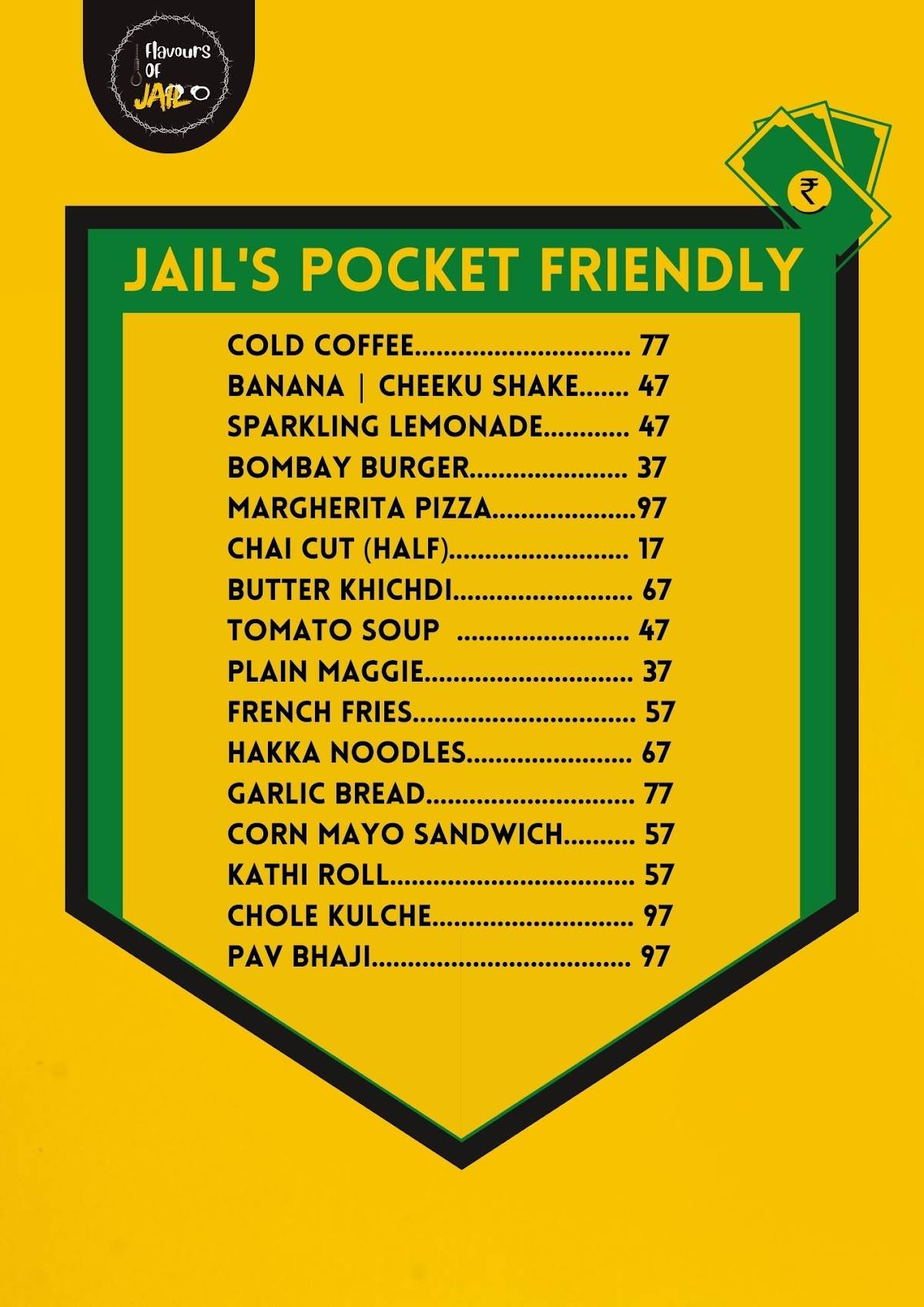 Flavours Of JAIL, Rewa menu