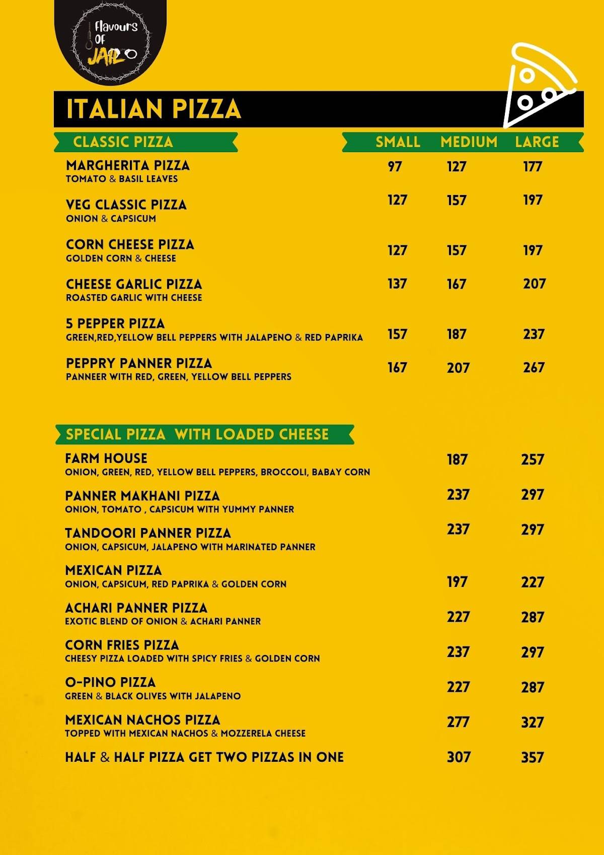 Flavours Of JAIL, Rewa menu