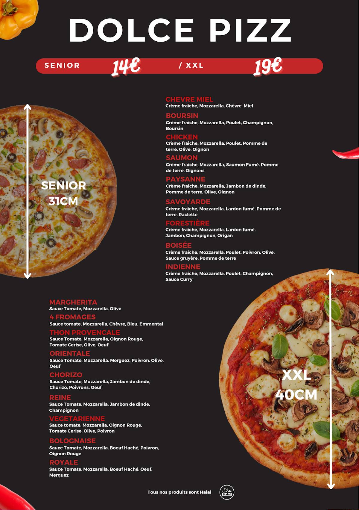 Menu de Dolce Pizz' - Roubaix