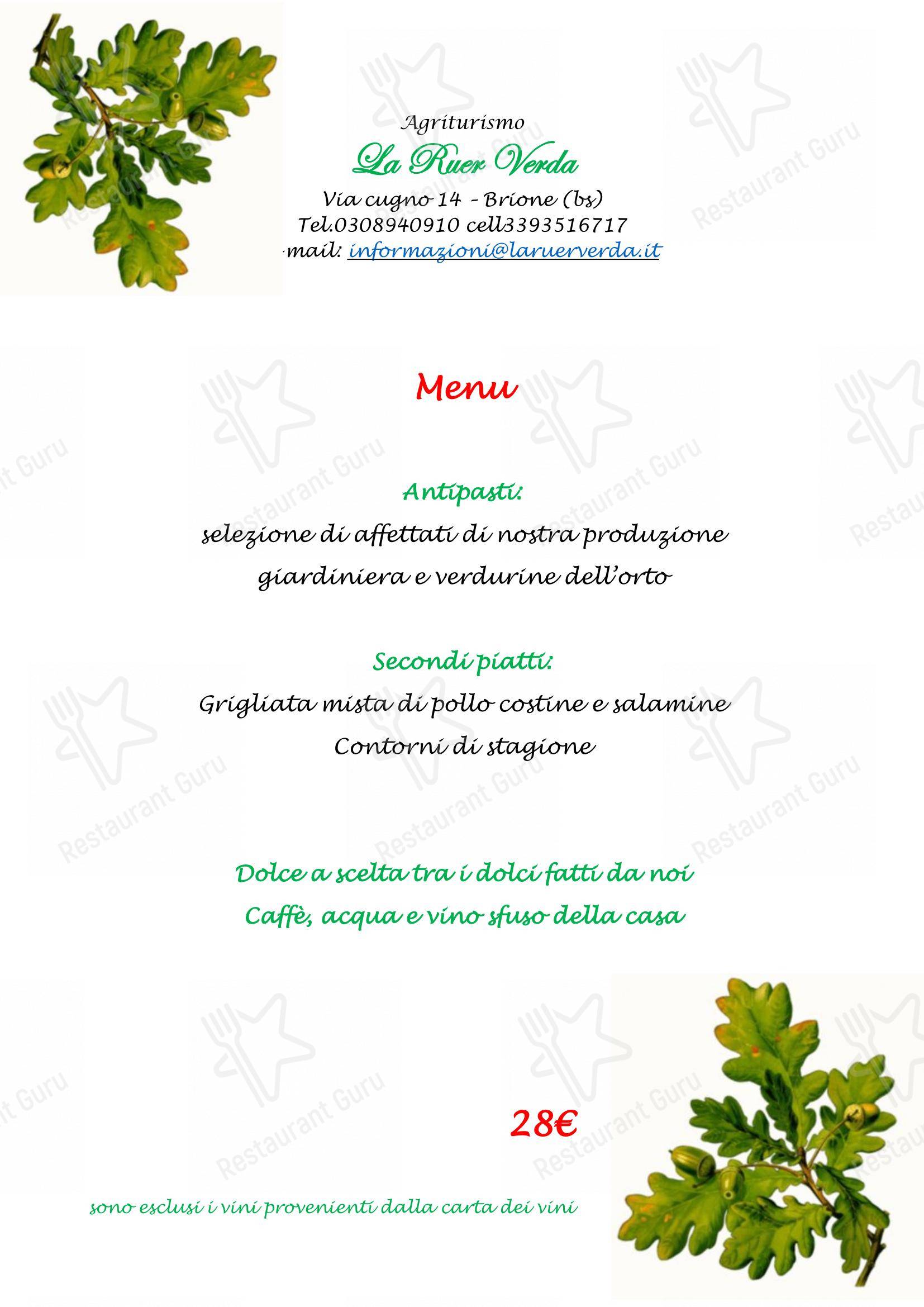 Agriturismo La Ruer Verda in Barche - Menu