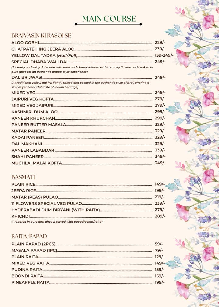 11 FLOWERS ROOFTOP CAFE menu