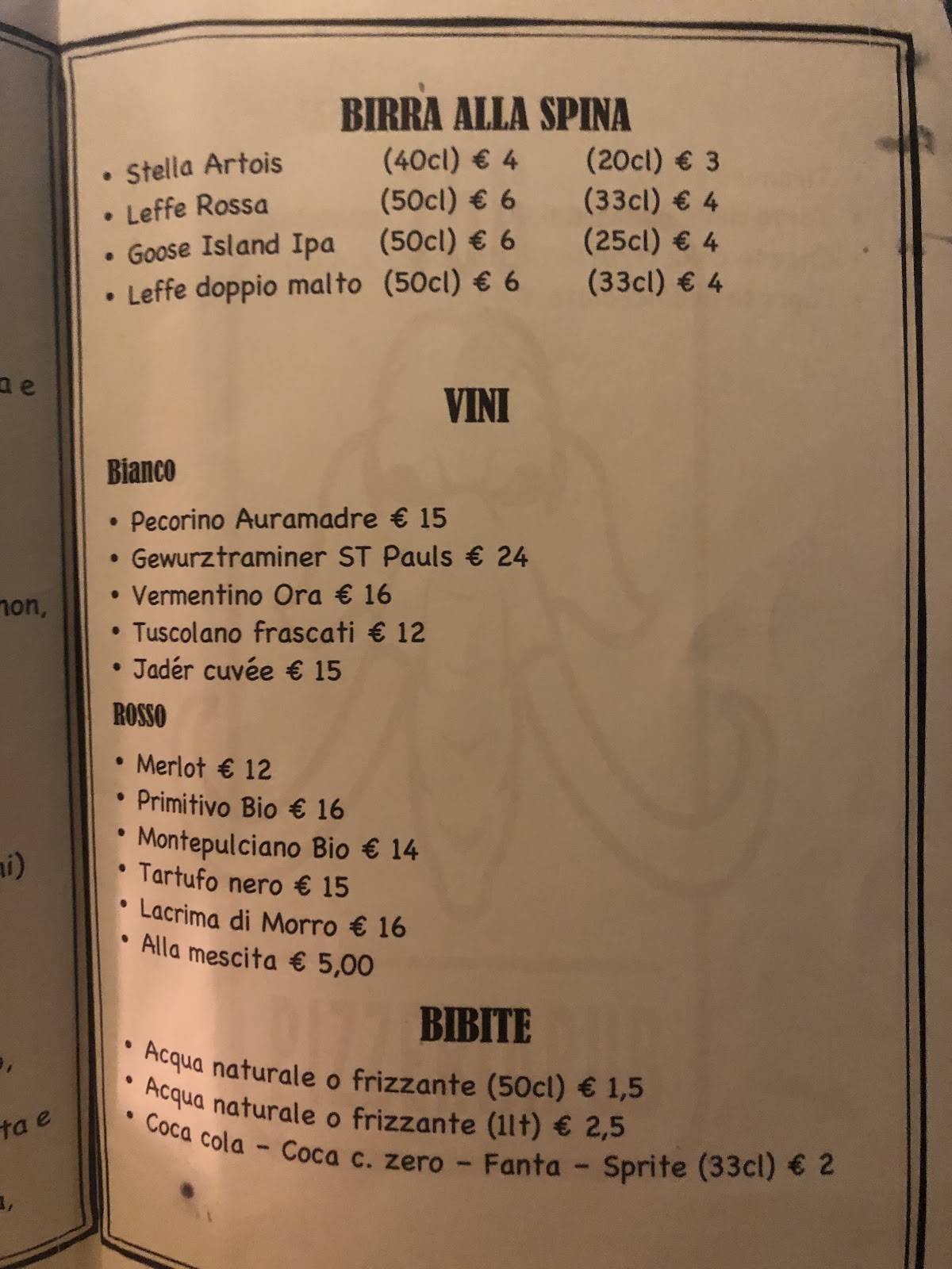 Menu di 156 pizzeria ristorante 