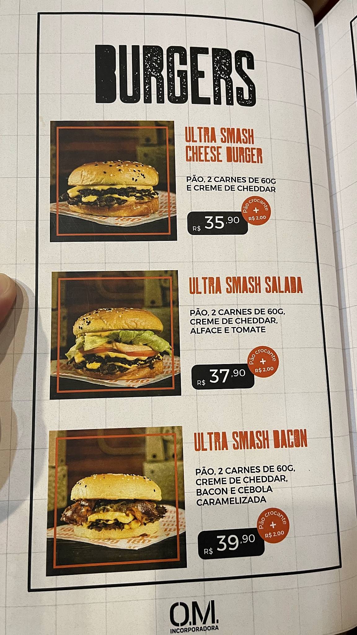 180g Burger cardápio
