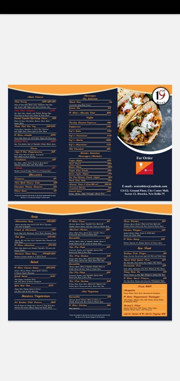19 BITES menu