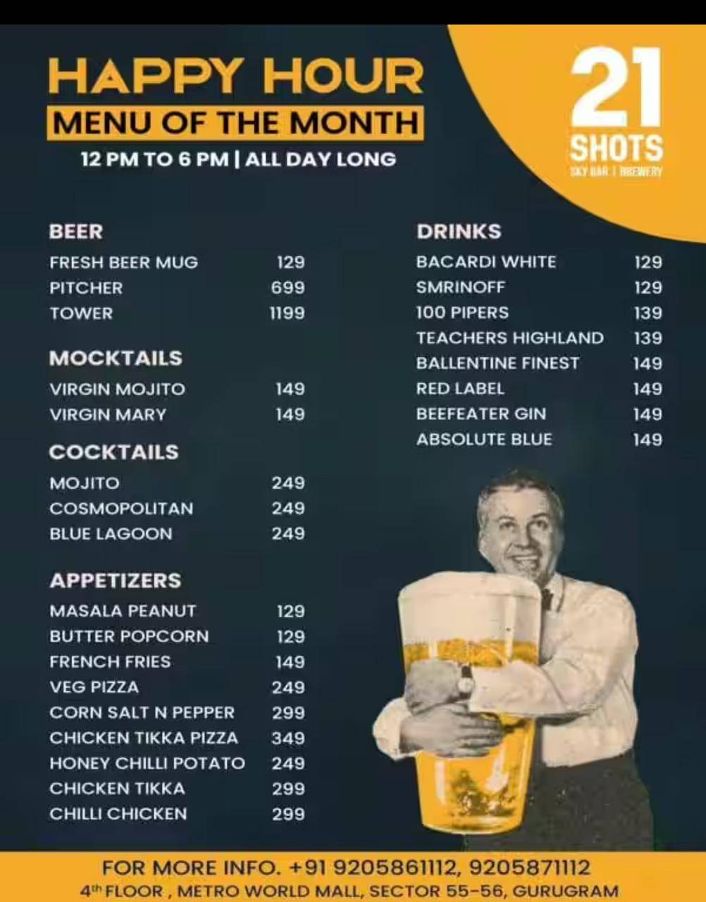 21 Shots - Skybar & Brewery menu
