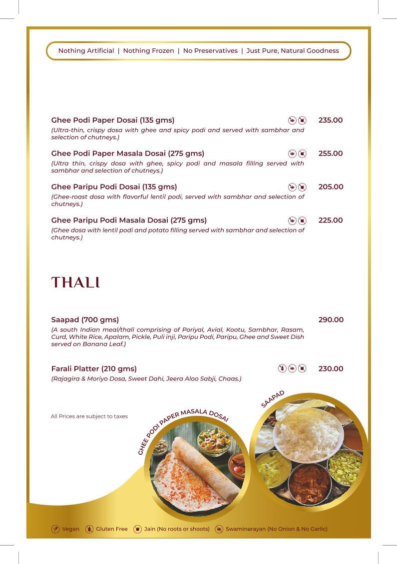22nd Parallel menu