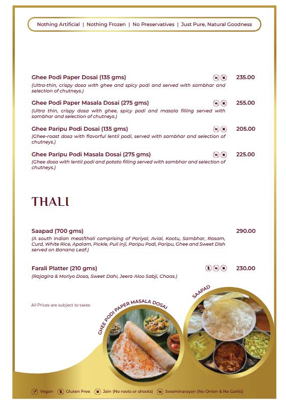 22nd Parallel menu